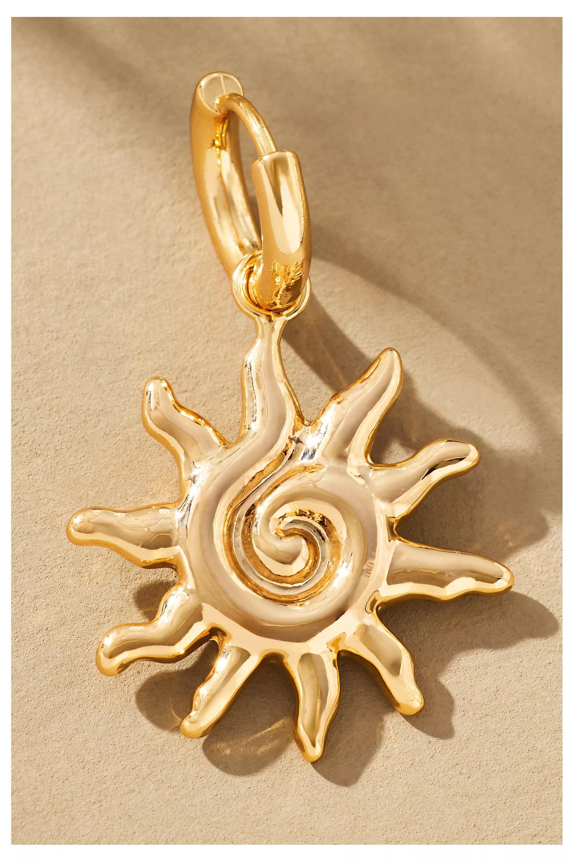 Fun Icon Charm Huggie Hoop Earrings, Yellow, A501_0270, large image number 2