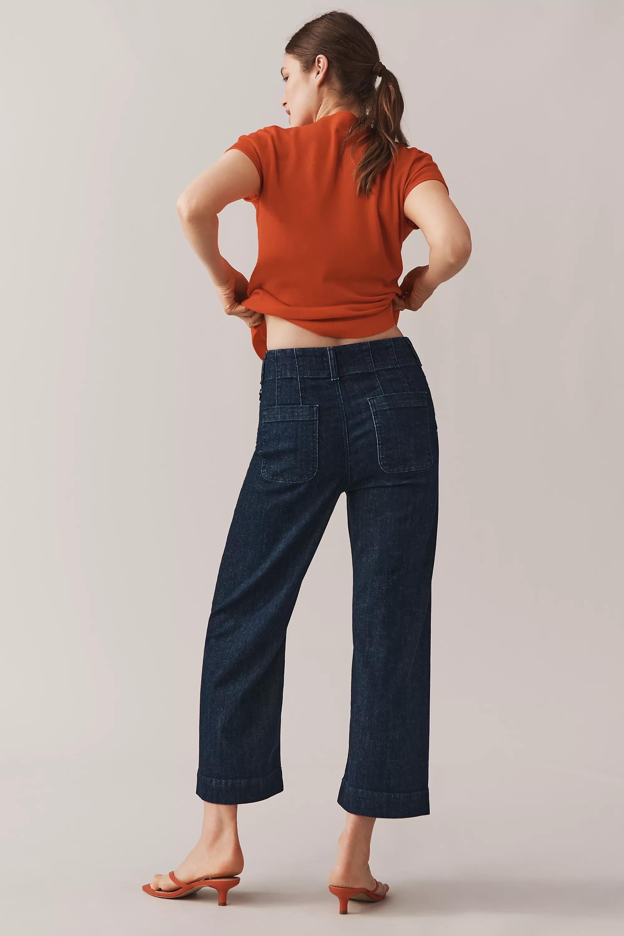 DENIM DARK The Colette Denim High-Rise Cropped Wide-Leg Jeans by Maeve, , large image number 1