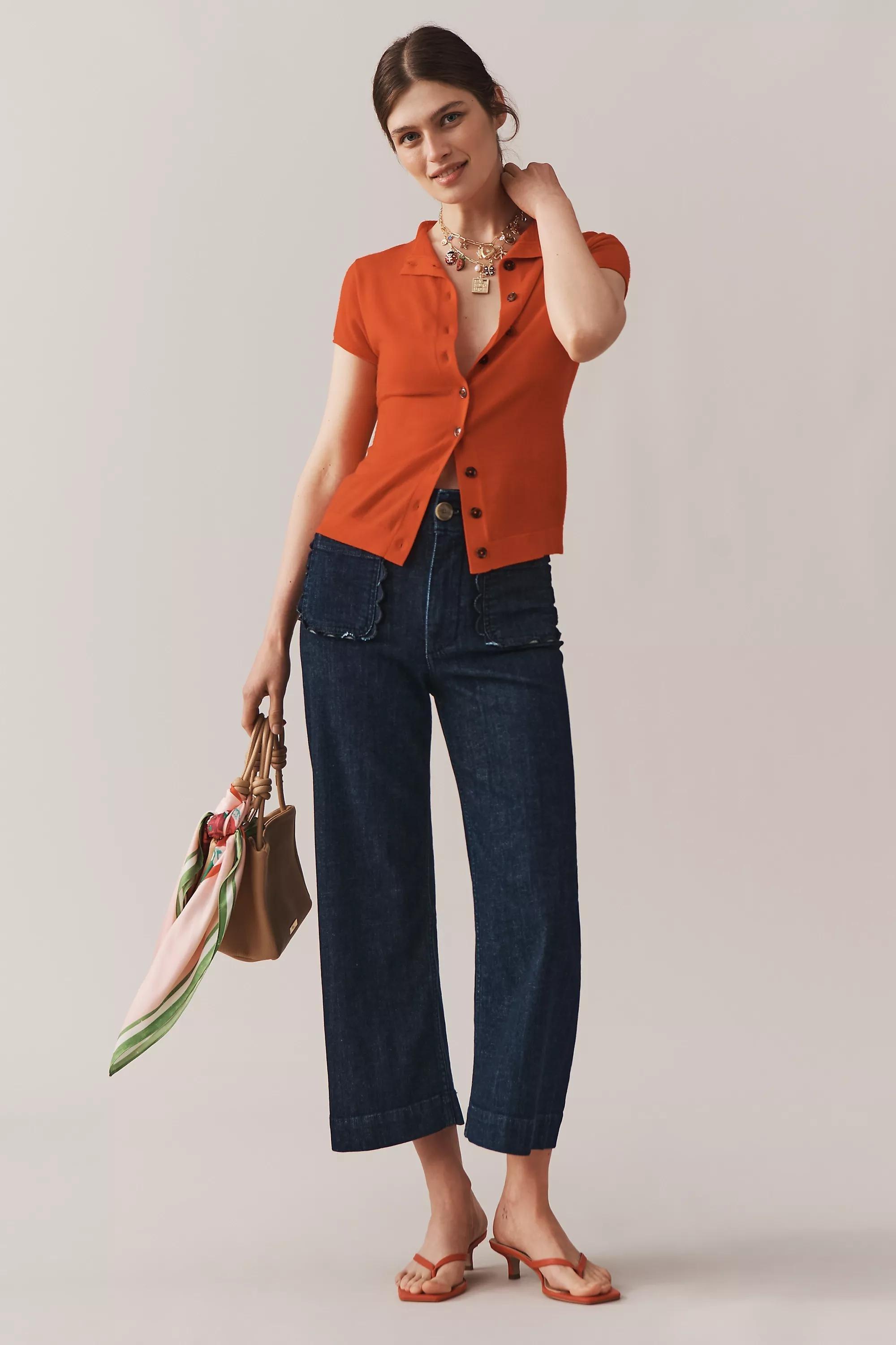 DENIM DARK The Colette Denim High-Rise Cropped Wide-Leg Jeans by Maeve, , large image number 2