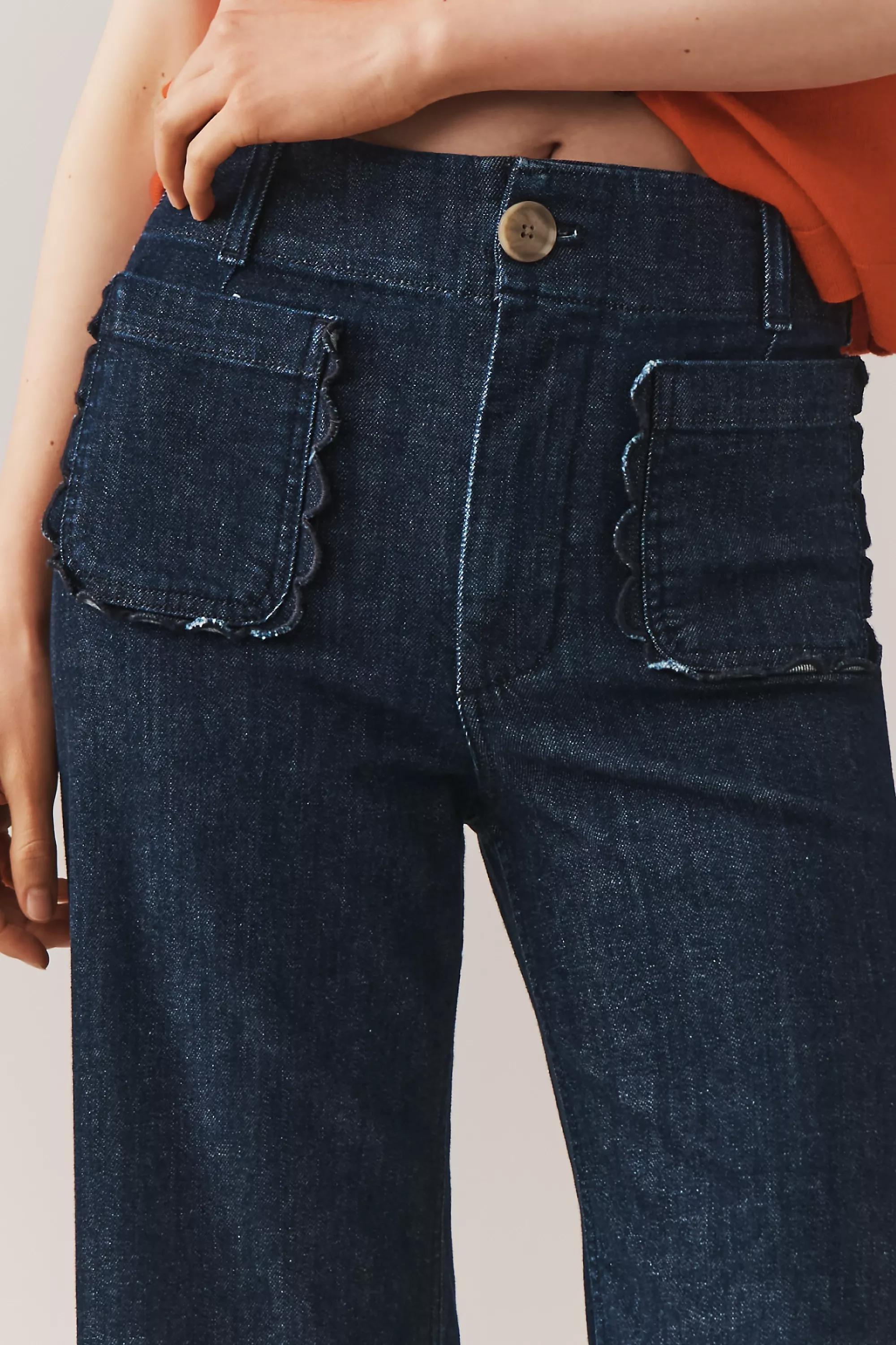 DENIM DARK The Colette Denim High-Rise Cropped Wide-Leg Jeans by Maeve, , large image number 3