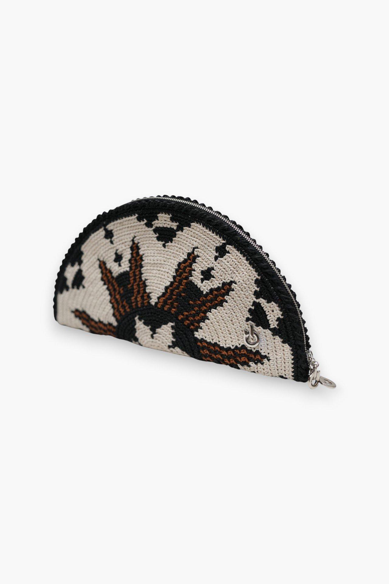 Handwoven Bird Motif Clutch, Black, , medium