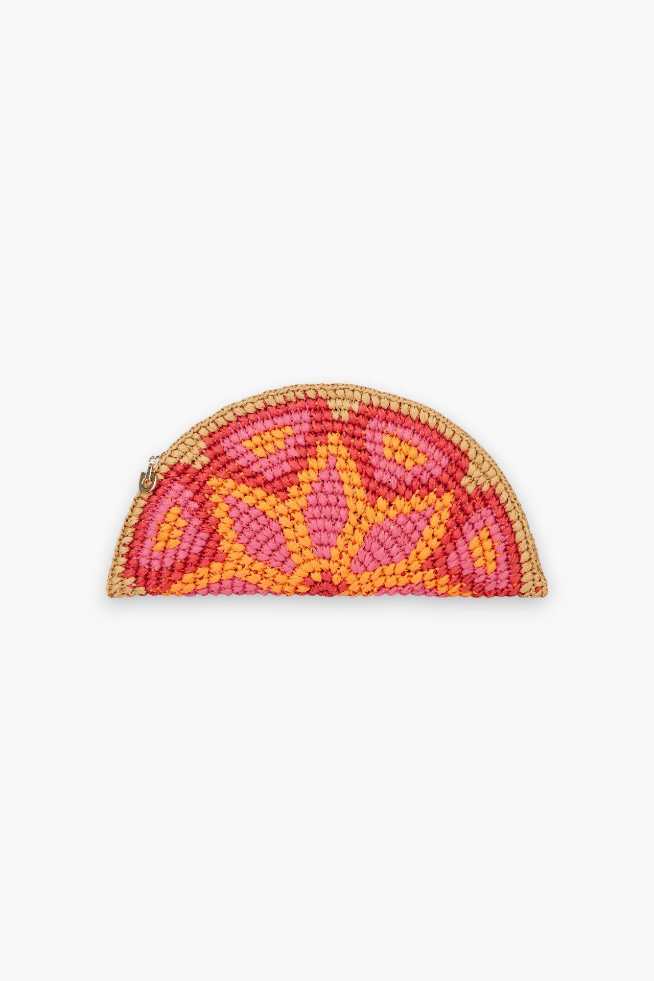 Handwoven Geometric Clutch, Pink, , medium