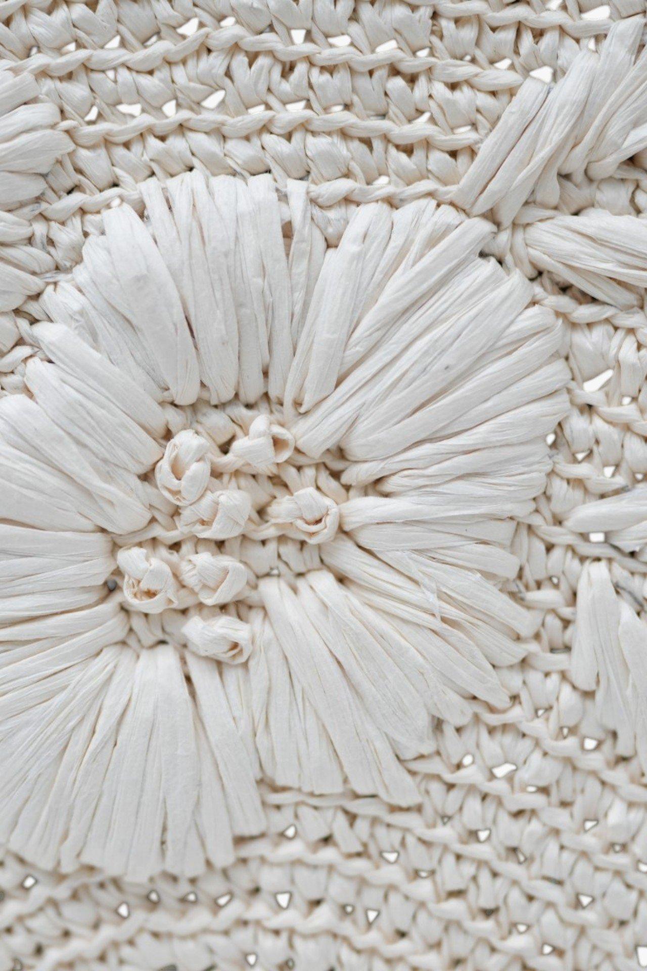 Handwoven Floral Applique Clutch, Beige, , large image number 3