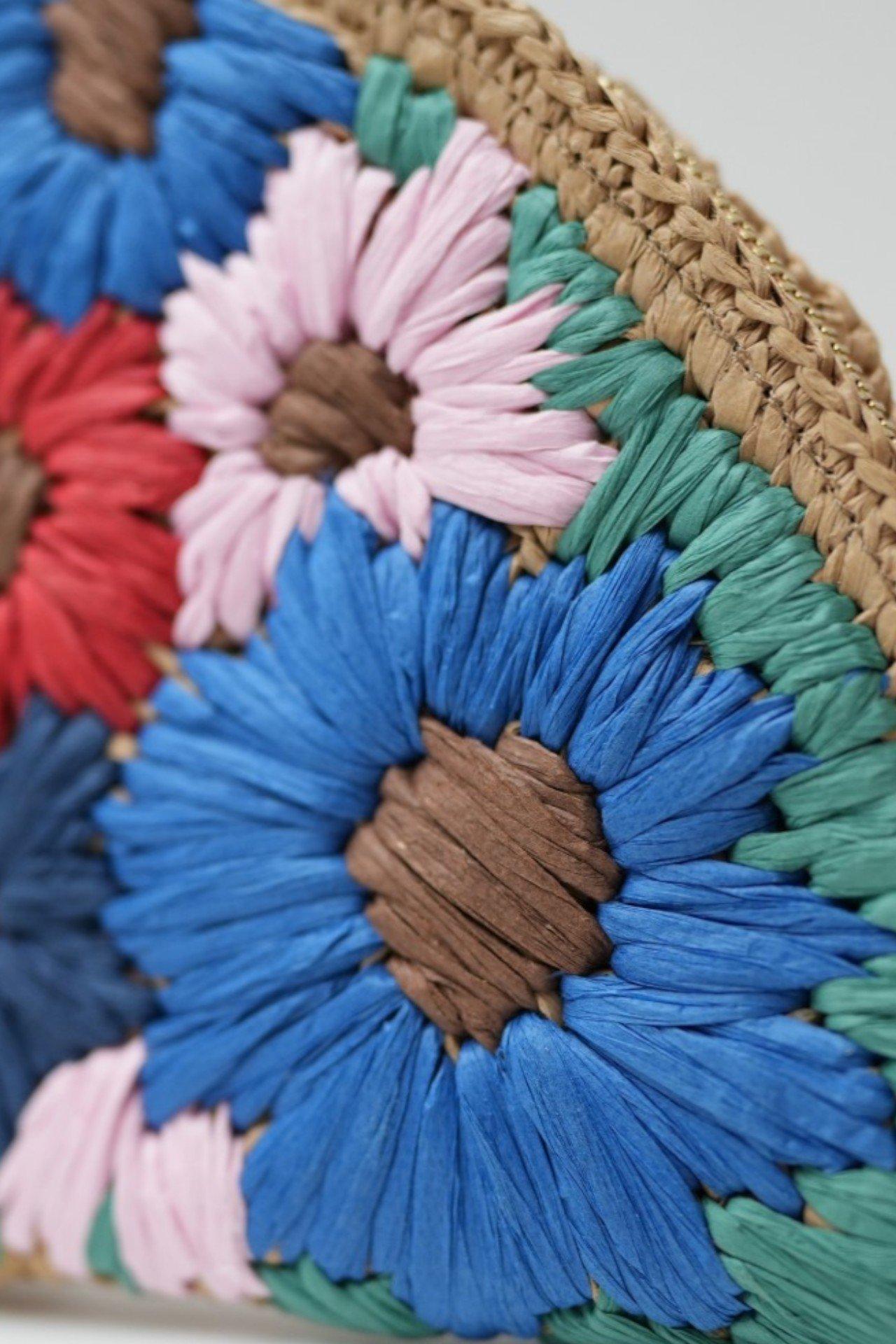 Handwoven Floral Fan Clutch, Multicolour, , large image number 3