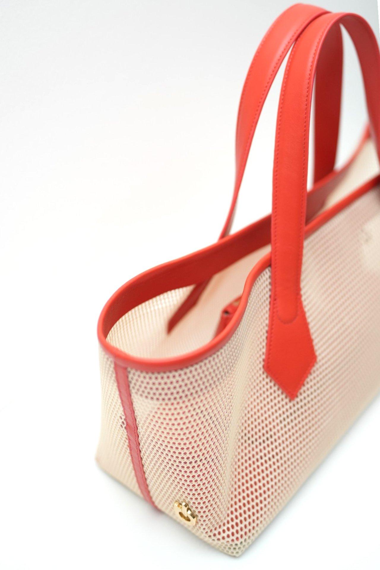 Mesh Shopper Tote Bag, Orange, A538_CORL, large image number 2
