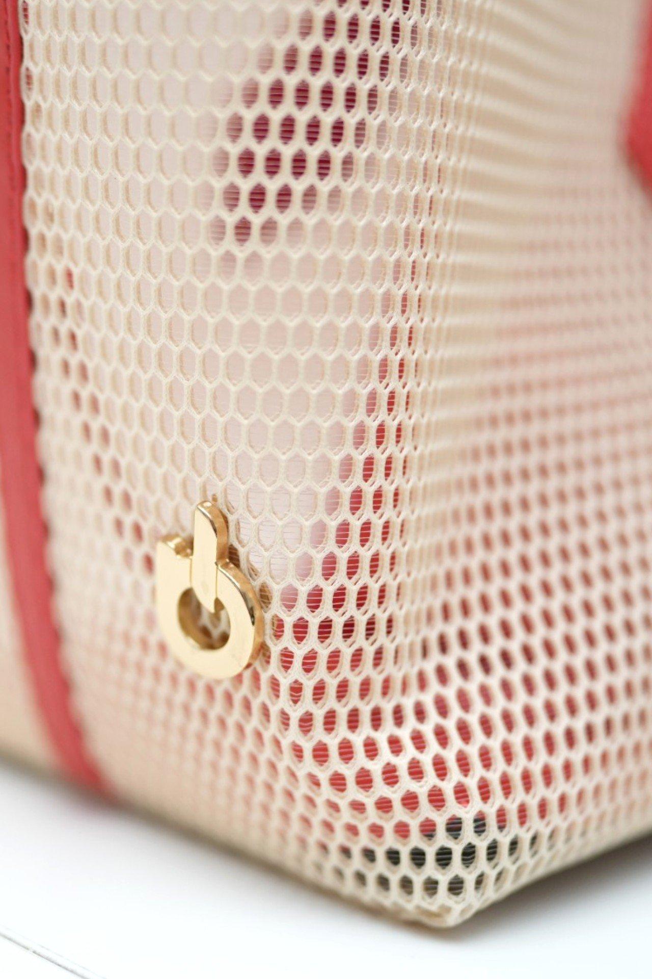 Mesh Shopper Tote Bag, Orange, A538_CORL, large image number 4