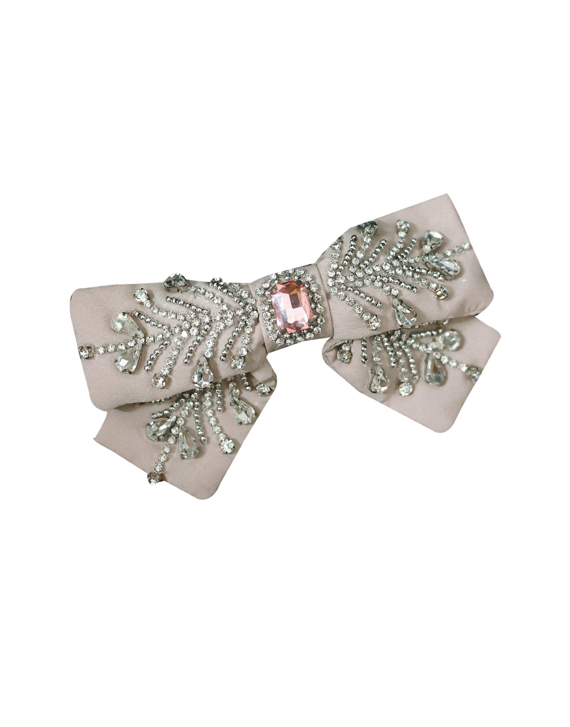 Tear Drop Embellished Bow, Navy, A517_0014, large image number 0