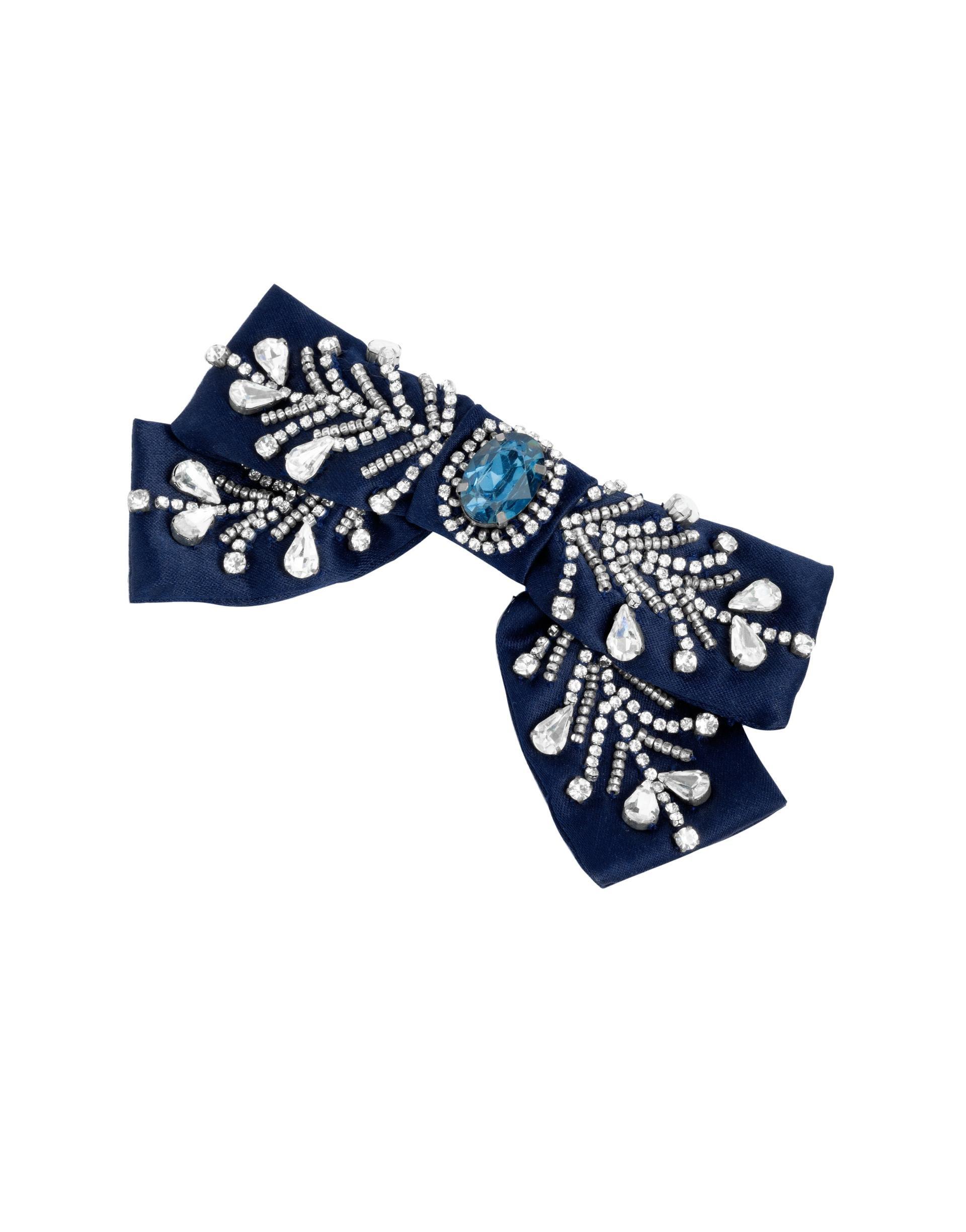Tear Drop Embellished Bow, Navy, A517_0041, large image number 0