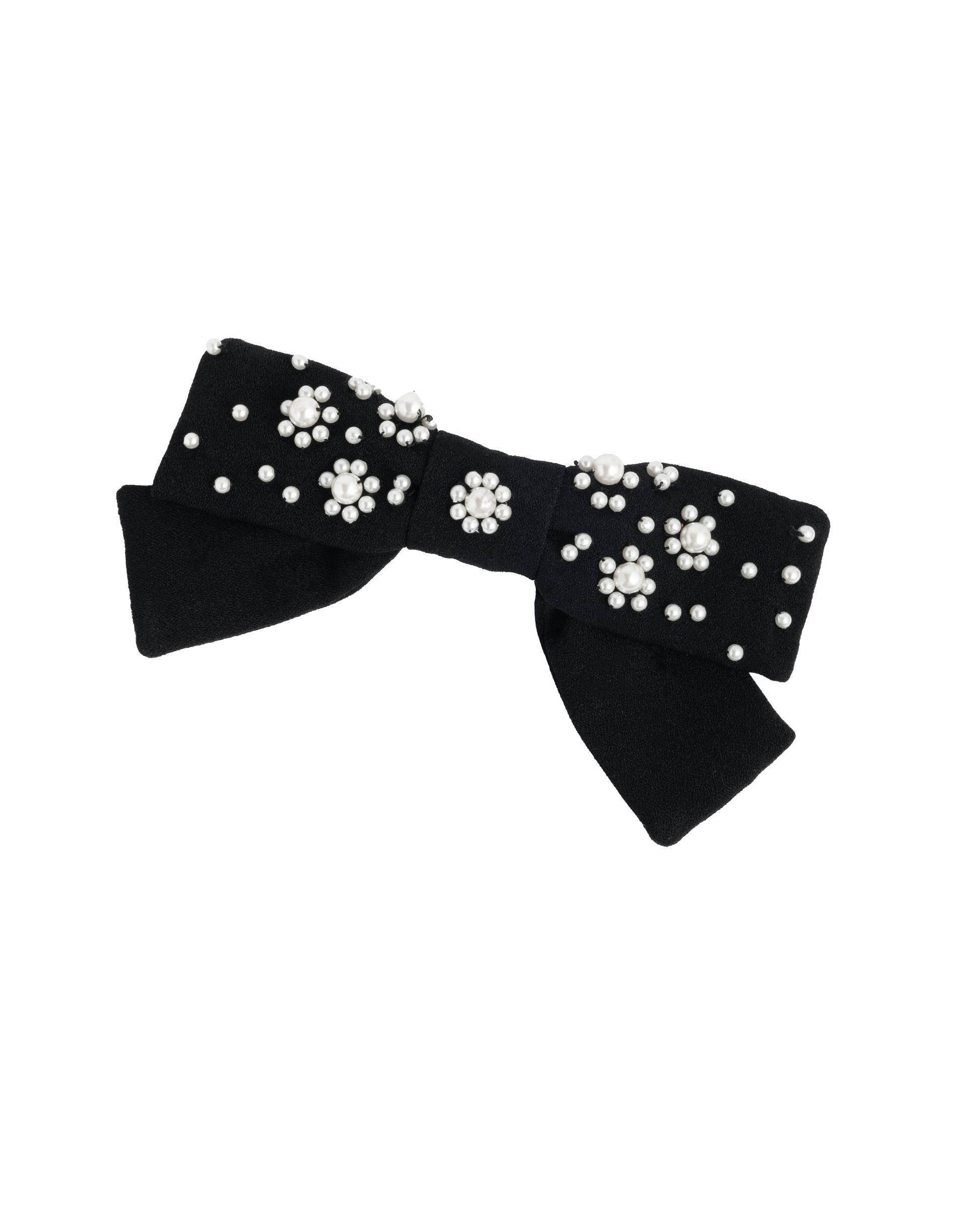 Faux Pearl Embellished Bow, Anthropologie X Namjosh, Black, A517_0001, large image number 0