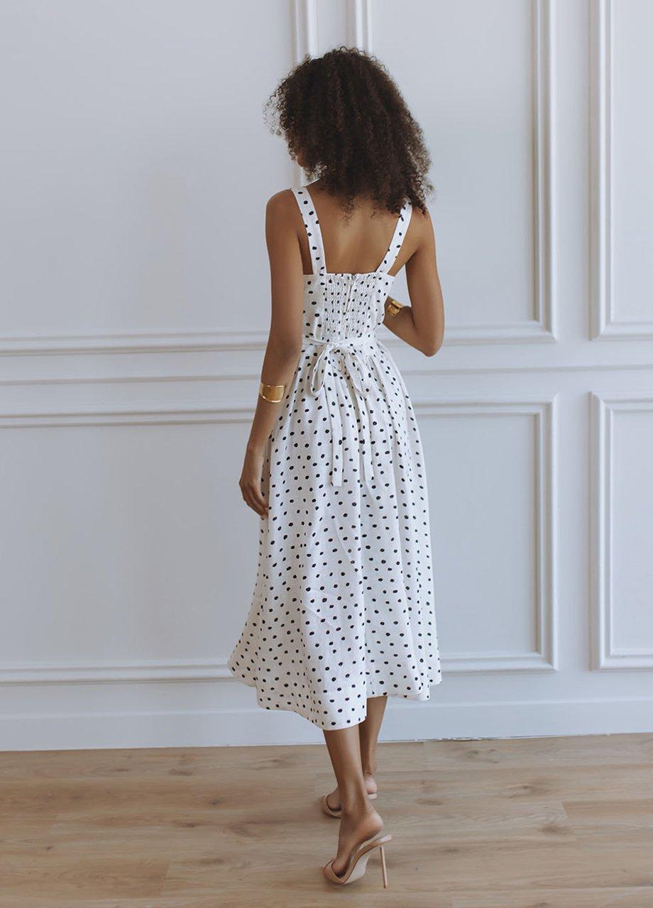 Chic Le Frique Milan Linen Midi Dress, White, A540_UNPK, medium