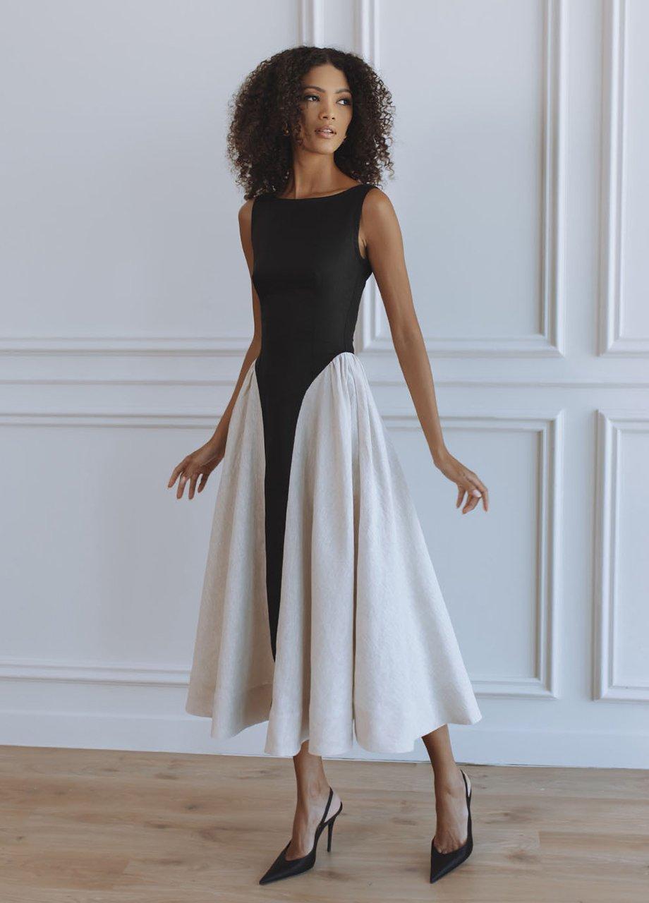 Chic Le Frique Campbell Linen Midi Dress, Black, A540_BLCK, large image number 0