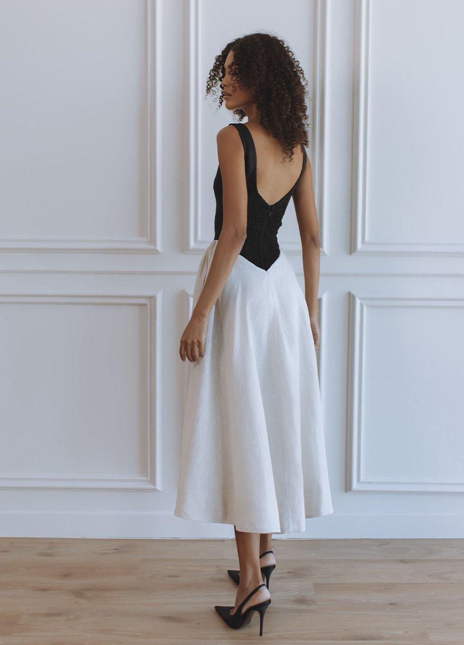 Chic Le Frique Campbell Linen Midi Dress, Black, A540_BLCK, medium