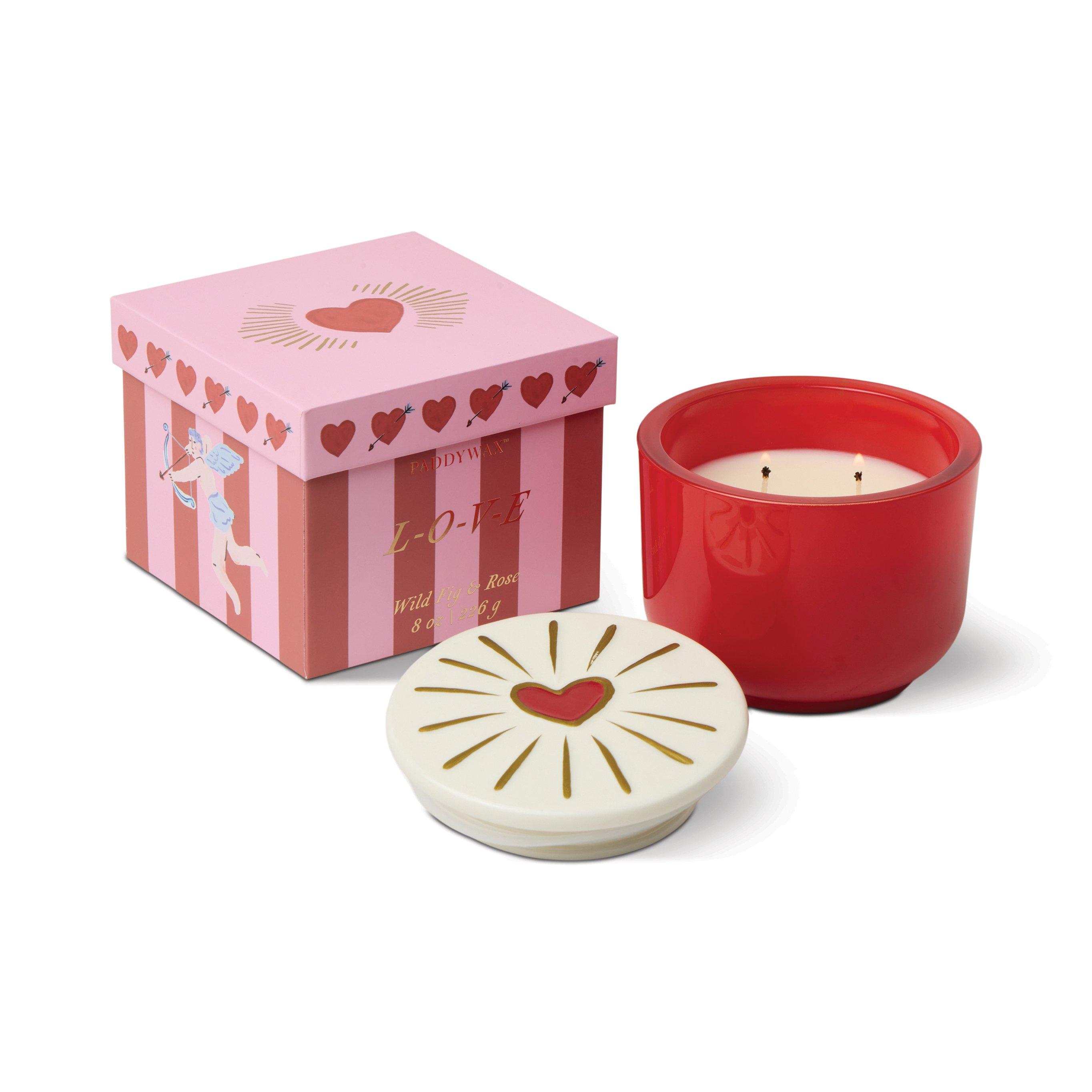 Charmed 8oz/226g Red Glass Candle with Heart Lid - Wild Fig & Rose, A531_CHARM, large image number 0