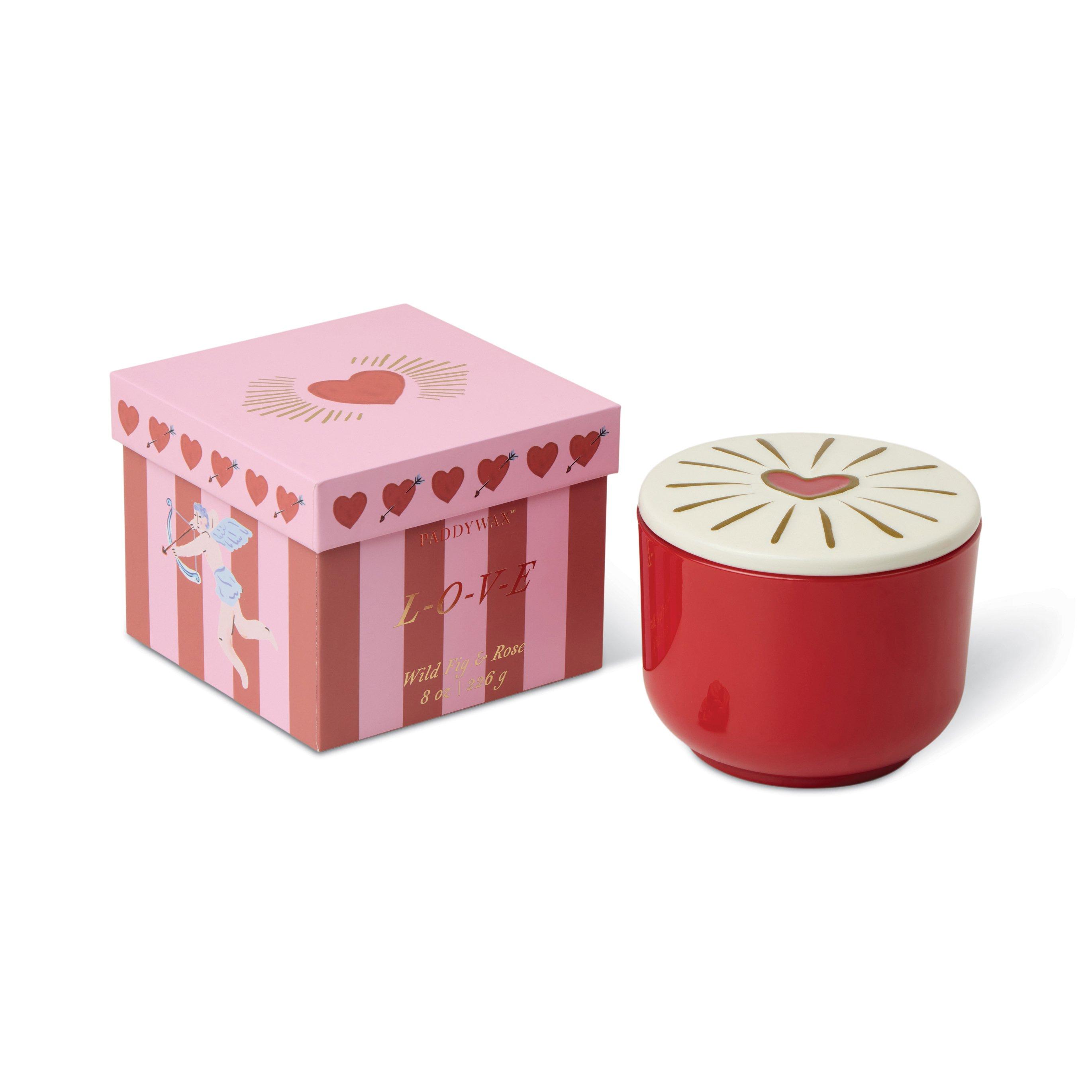 Charmed 8oz/226g Red Glass Candle with Heart Lid - Wild Fig & Rose, A531_CHARM, medium