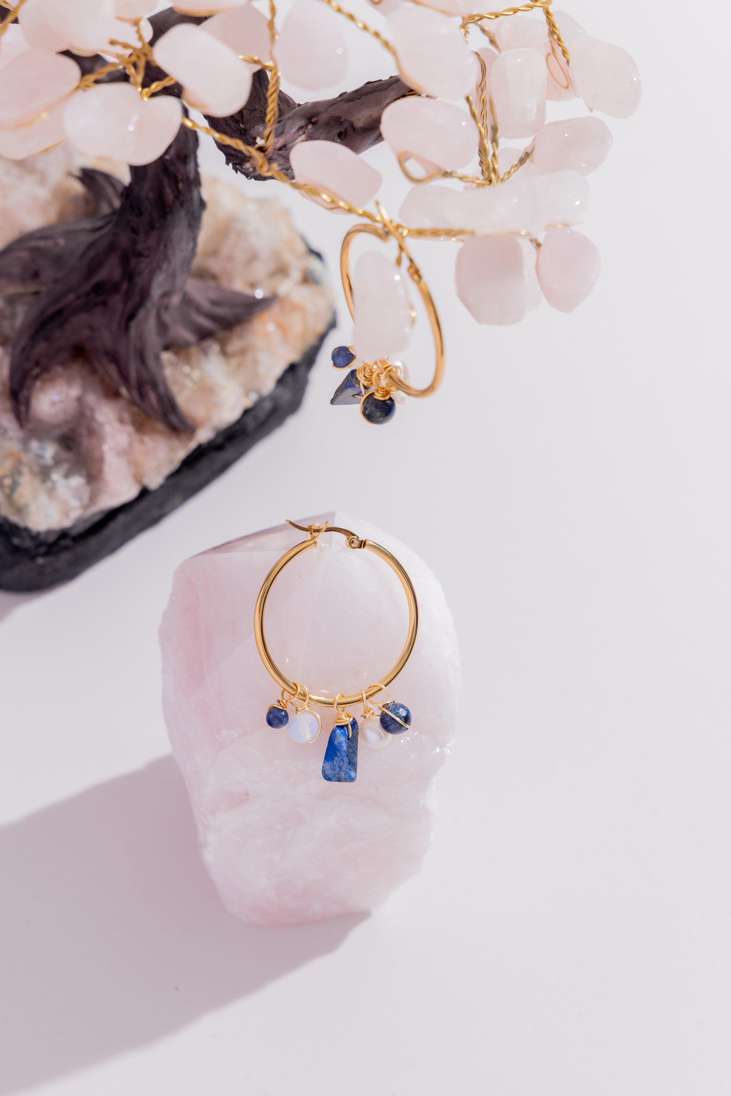 Earrings Hoops With Charms, Multicolour, A519_0000, medium