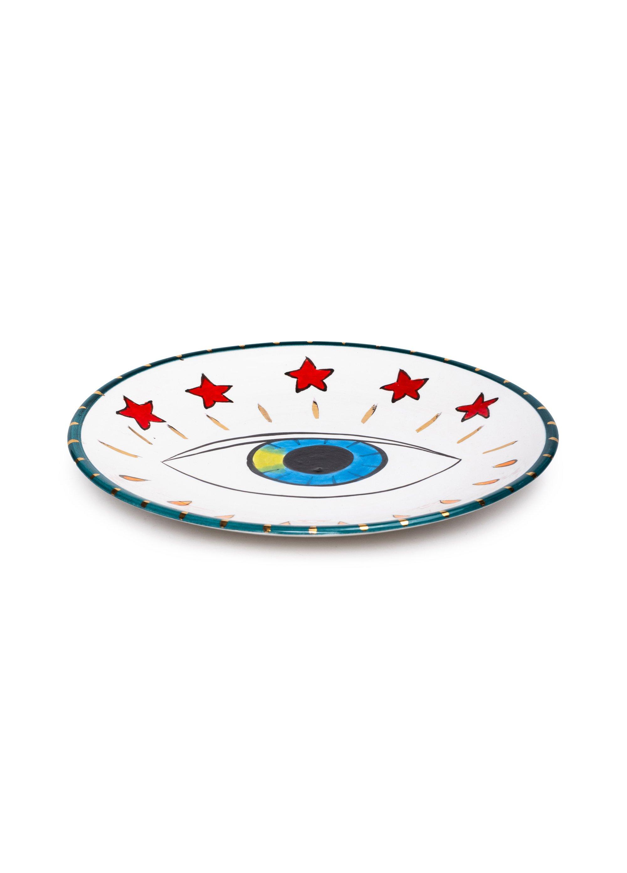 Eyes And Star Dessert Plate, FGI X Anthropologie, Multicolour, A516_EYE, medium