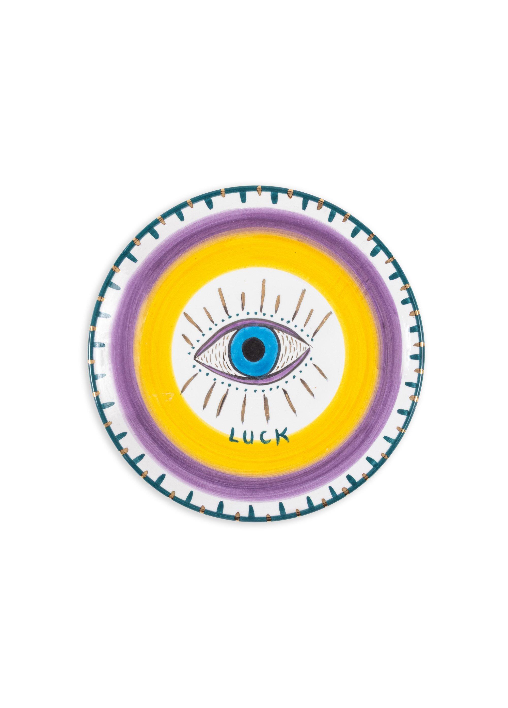 Purple Luck Dessert Plate, FGI X Anthropologie, Multicolour, A516_EYE, large image number 0