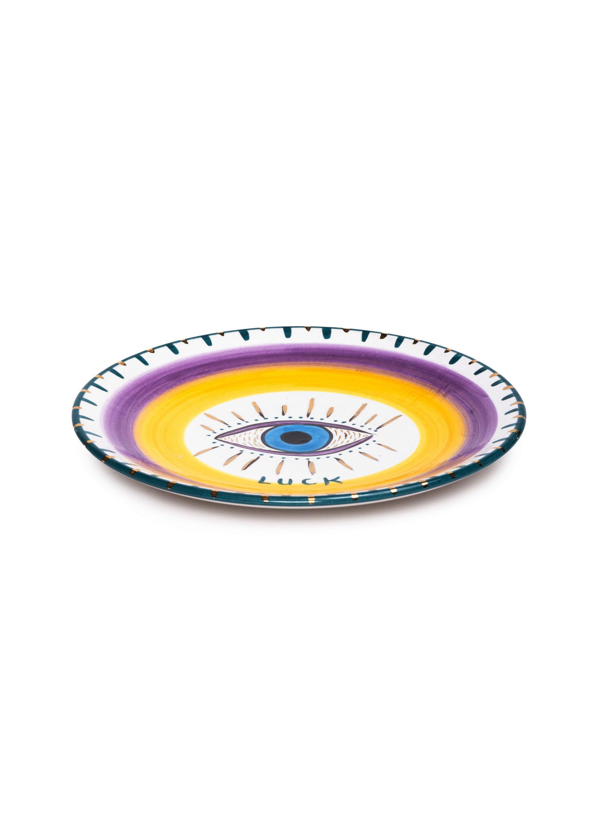 Purple Luck Dessert Plate, FGI X Anthropologie, Multicolour, A516_EYE, medium