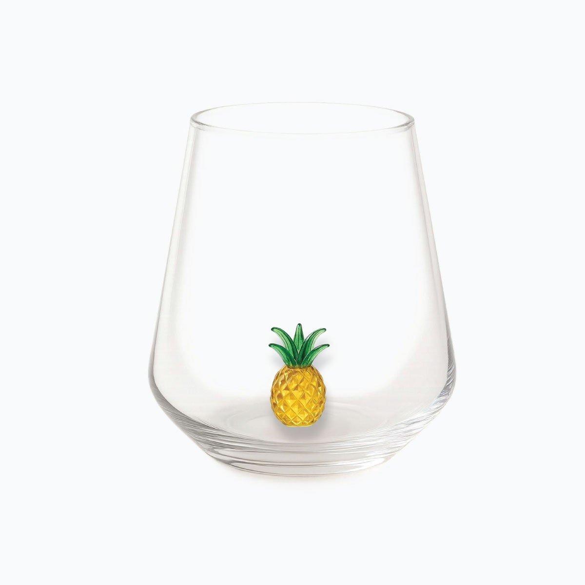 Pineapple Motif Stemless Glass, Clear, A508_PAPPLE, large image number 0