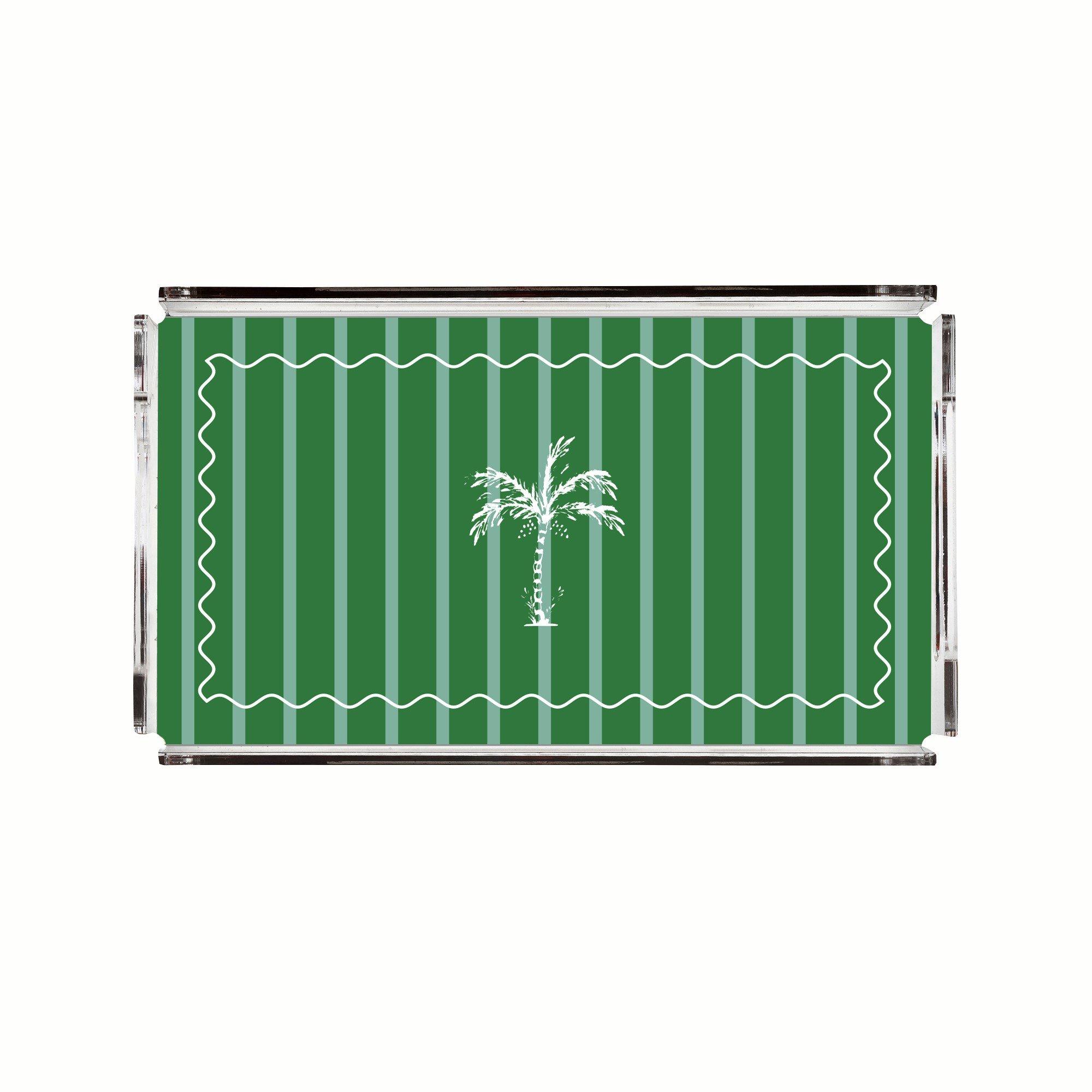 23X40 Cm Palm Stripes Rectangular Placemat Anthropologie X Fernco, Green, A508_PALM, large image number 0