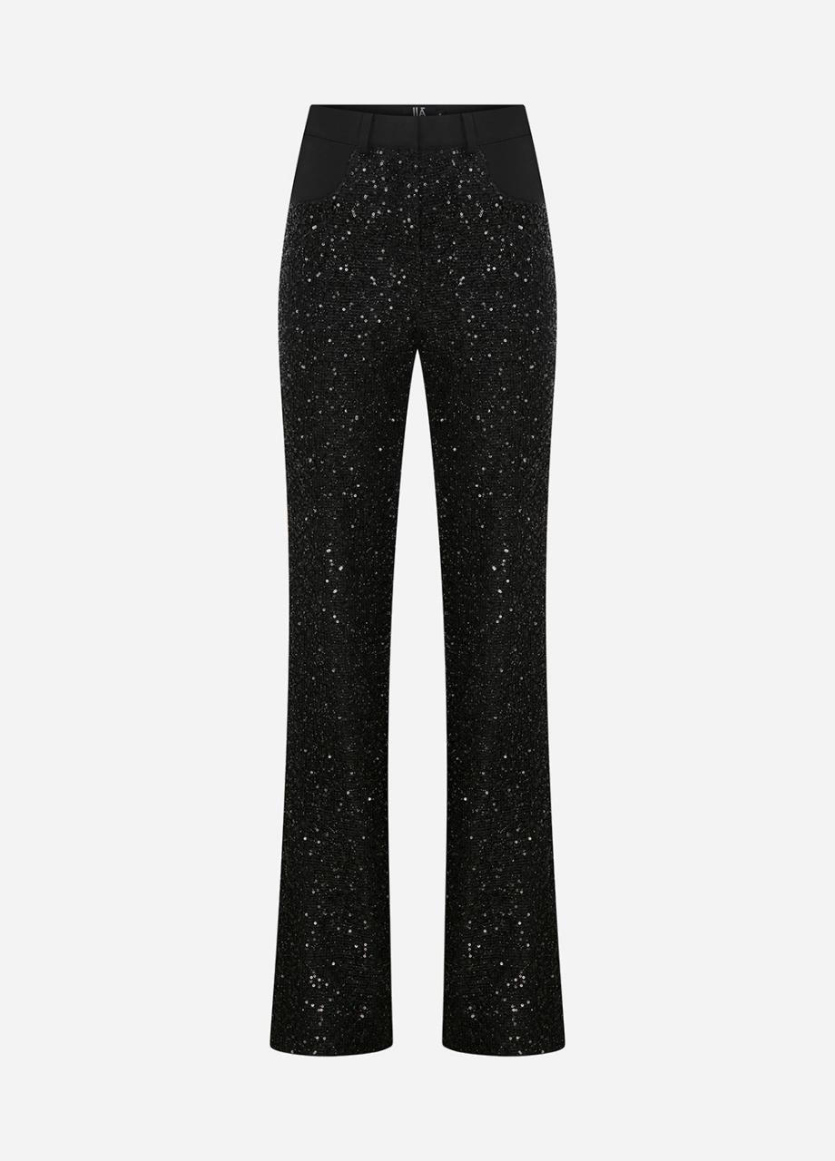 Ariel - Sequin Detailed Trousers, Black, A529_01, large image number 2
