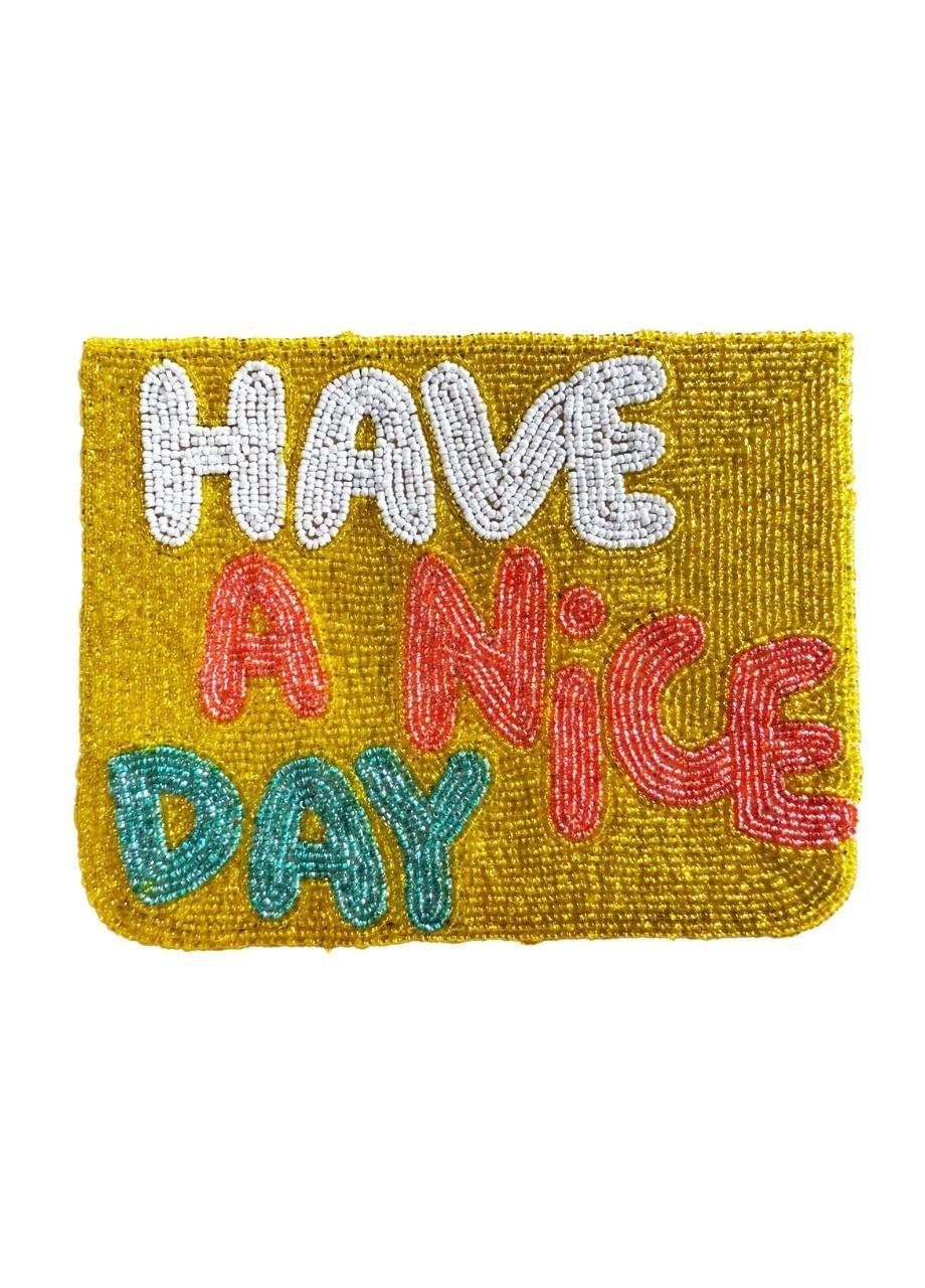 Have A Nice Day Beaded Clutch, Multicolour, A525_MULT, large image number 0