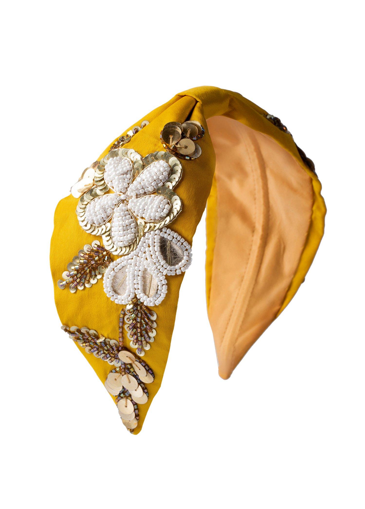 Ellie Yellow Headband,Anthropologie X JoyCo, Yellow, A506_0079, large image number 0
