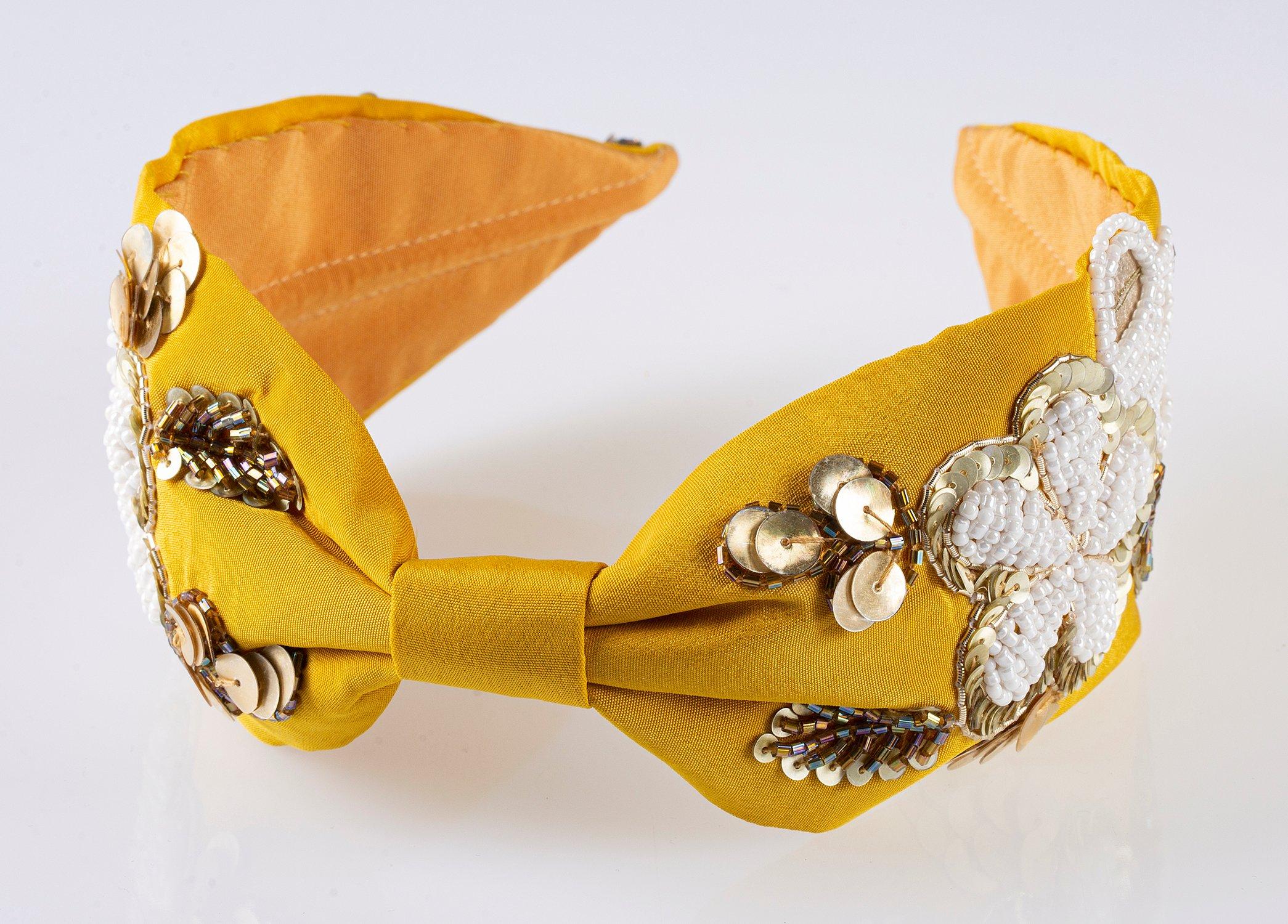 Ellie Yellow Headband,Anthropologie X JoyCo, Yellow, A506_0079, large image number 1