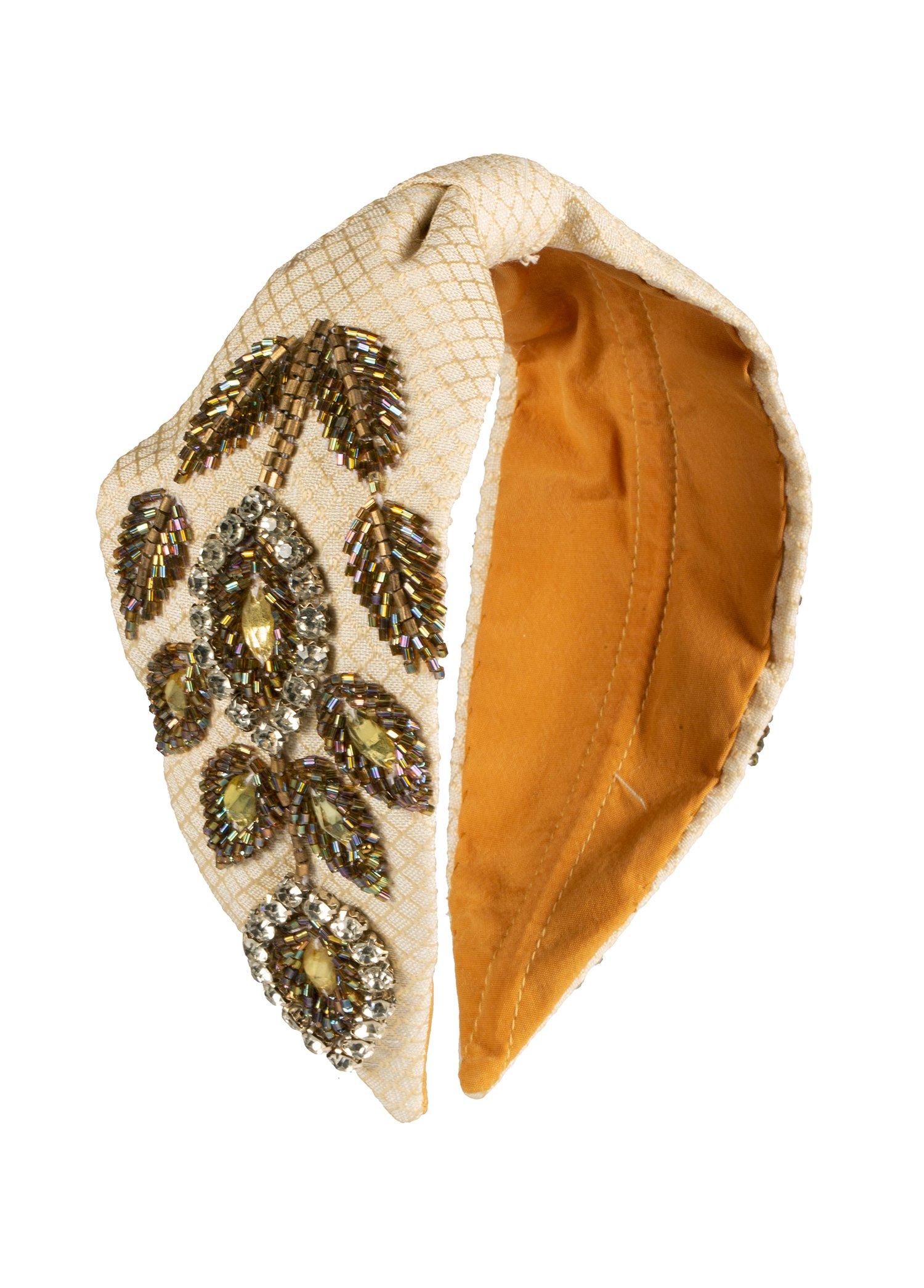 Elsie Dark Headband,Anthropologie X JoyCo, Beige, A506_0000, large image number 0