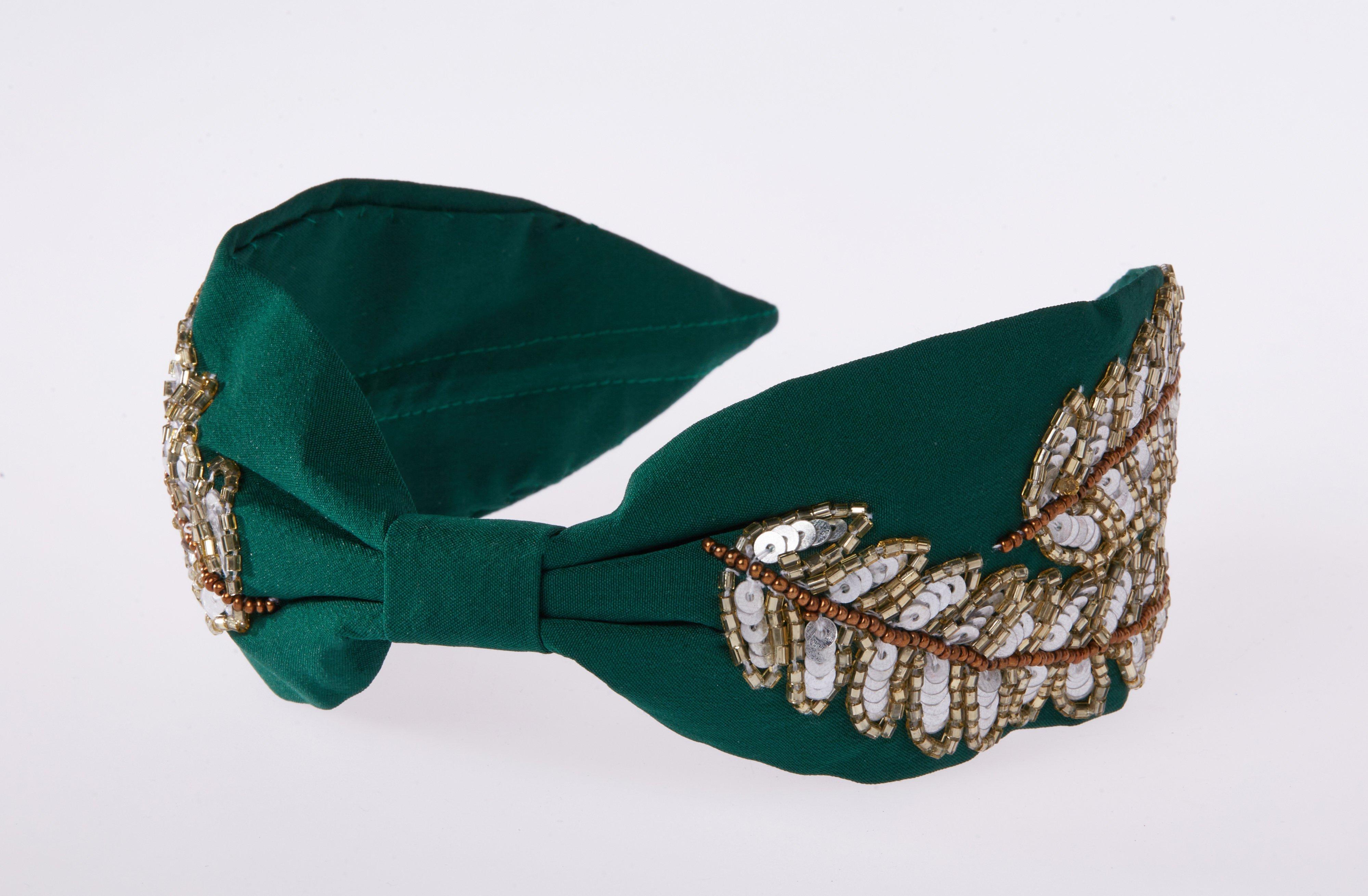 Gia Green Headband,Anthropologie X JoyCo, Green, A506_0038, large image number 1