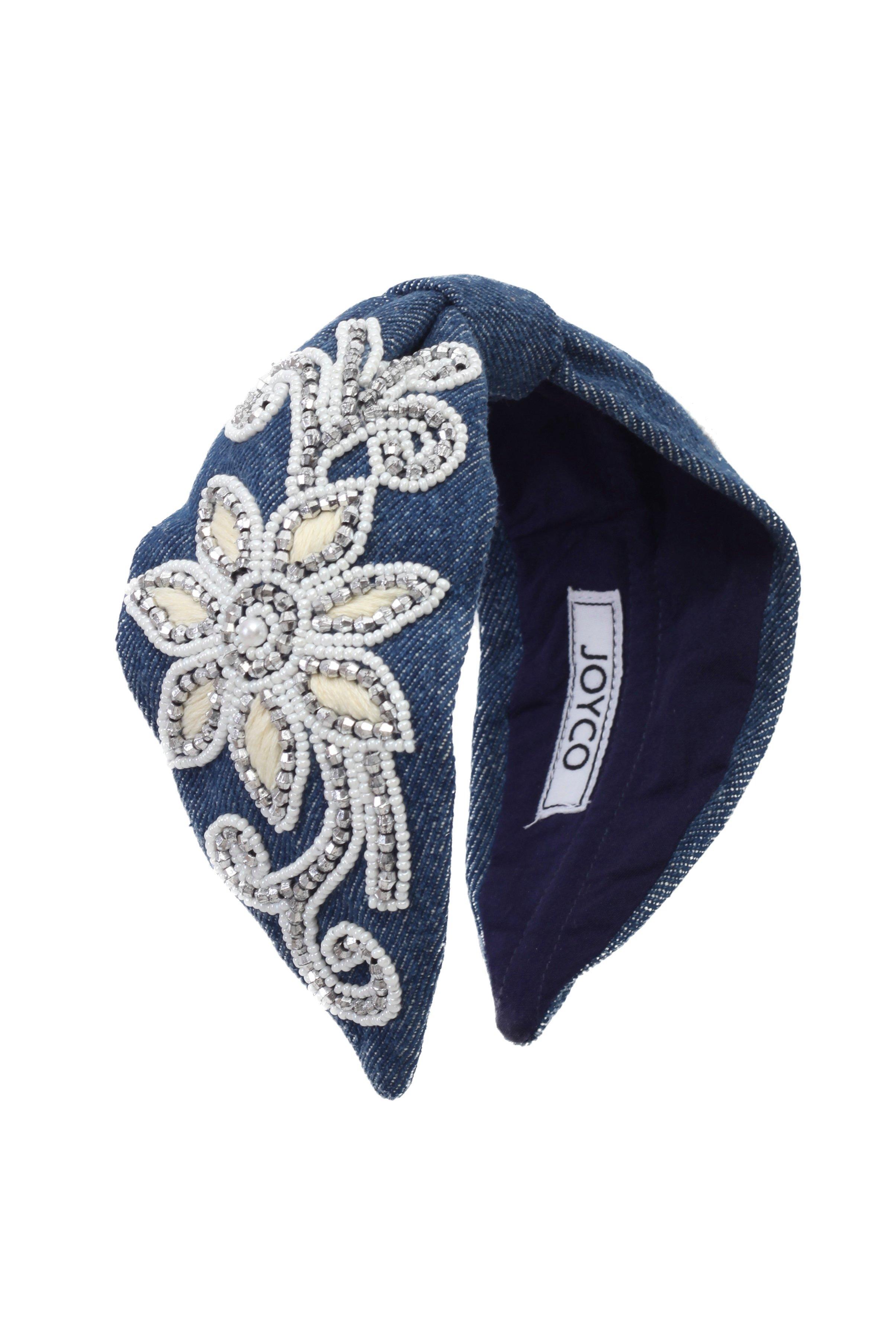 Ivory Denim Headband,Anthropologie X JoyCo, Blue, A506_0093, large image number 0