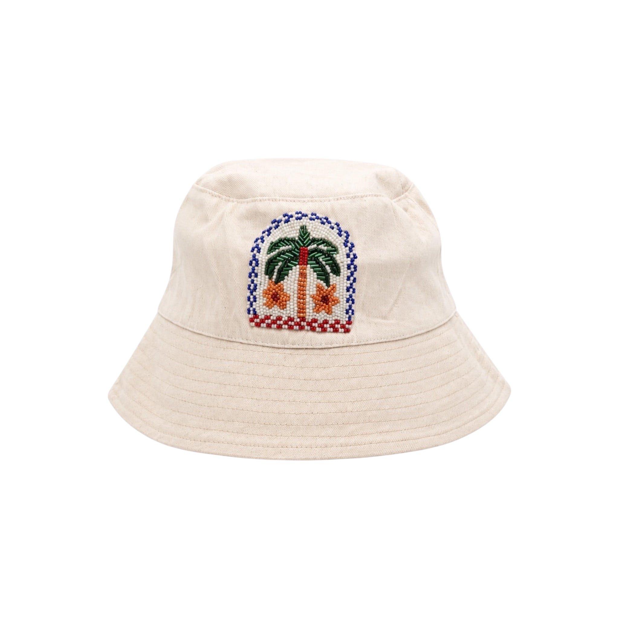 Palm Mirage Beige Embroidered Hat, Beige, A506_BEIGE, large image number 1