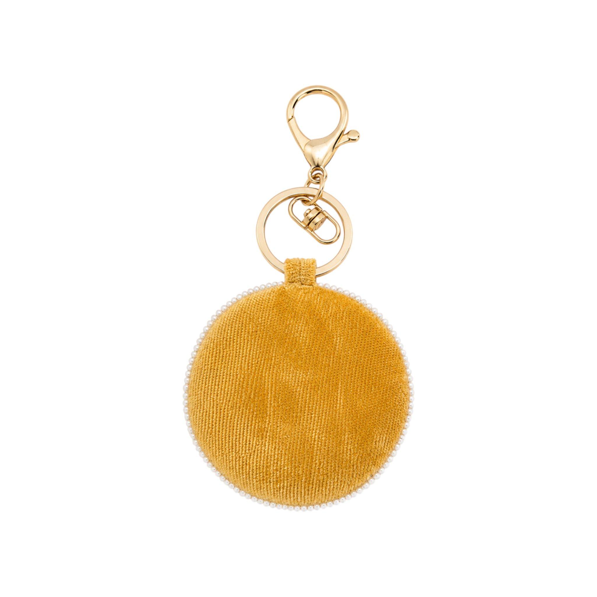 Palm Glow Embroidered Keychain, Beige, A506_BEIGE, medium