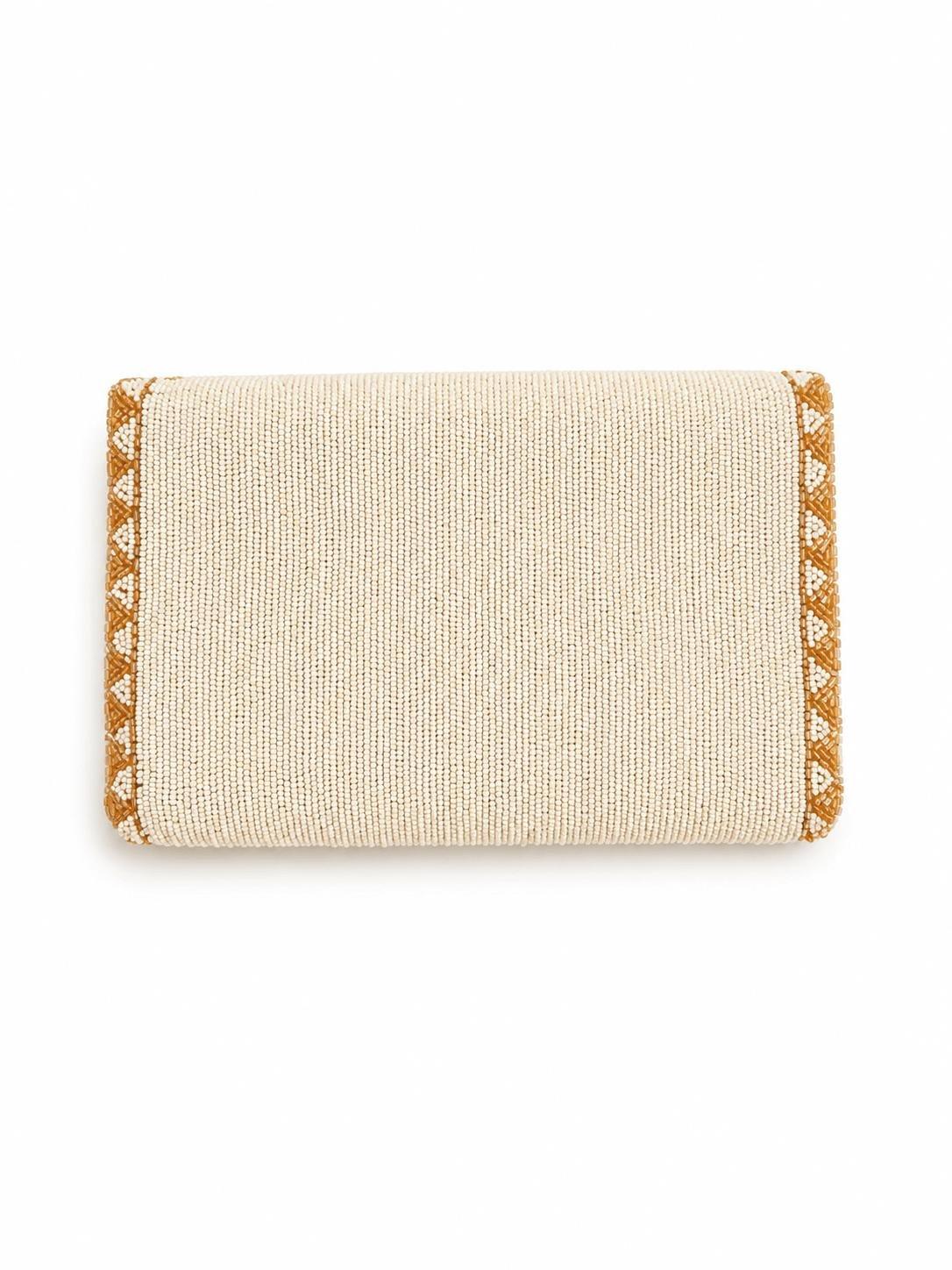 Palm Glow Embroidered Clutch, Beige, , large image number 3