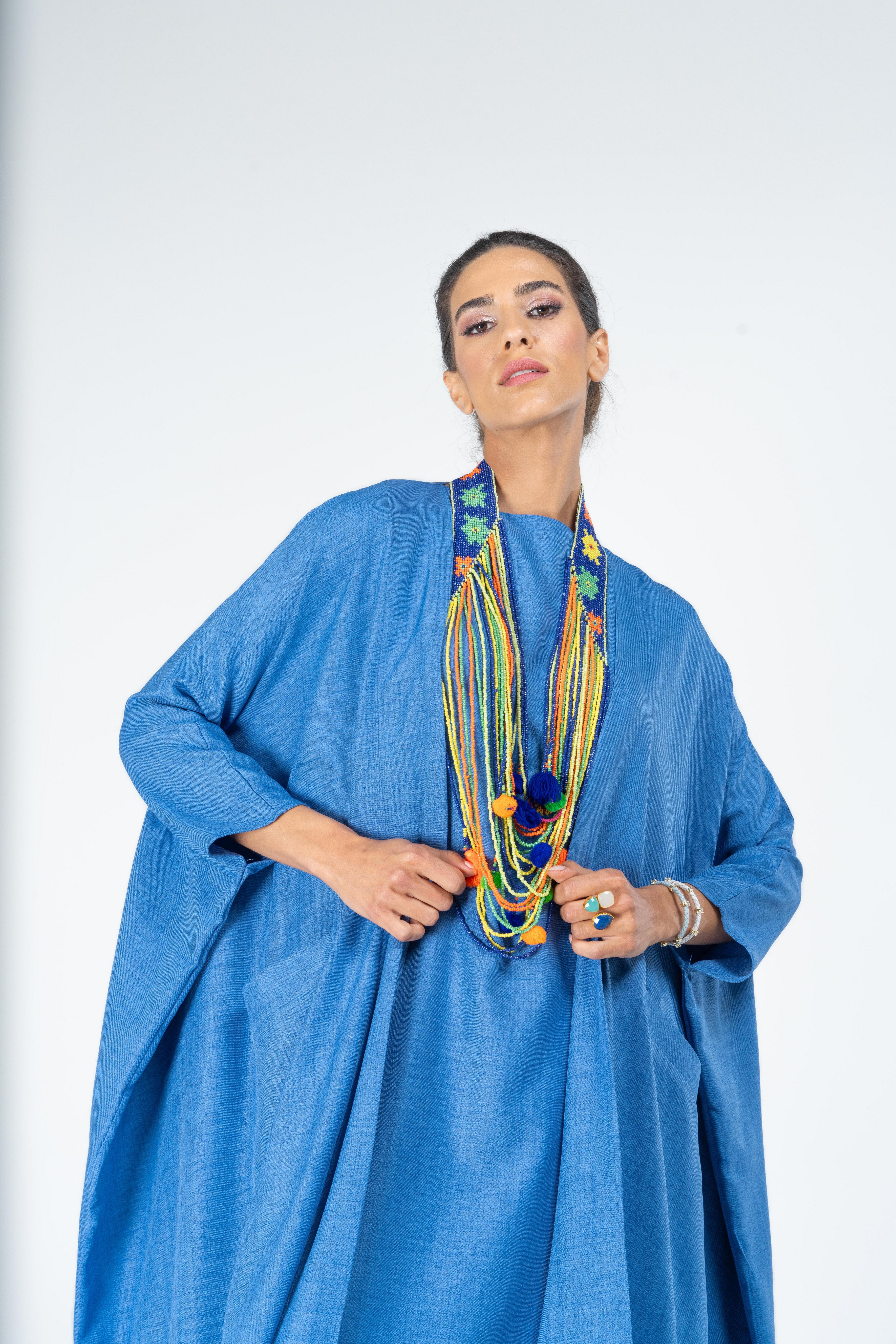 Alora Kaftan Anthropologie x Kaftish, Blue, A515_0093, large image number 1