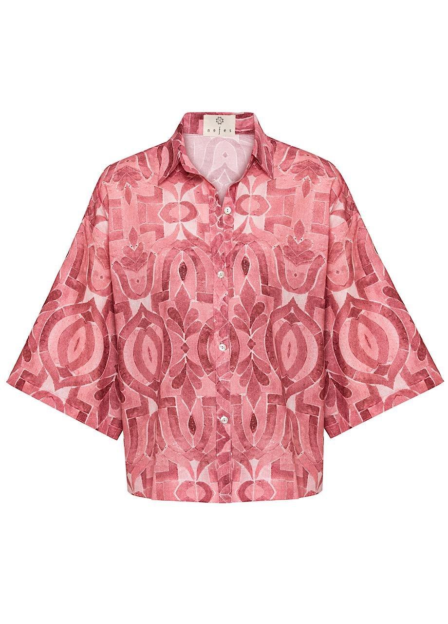 Anthropologie Abstract Button Down, Pink, , medium