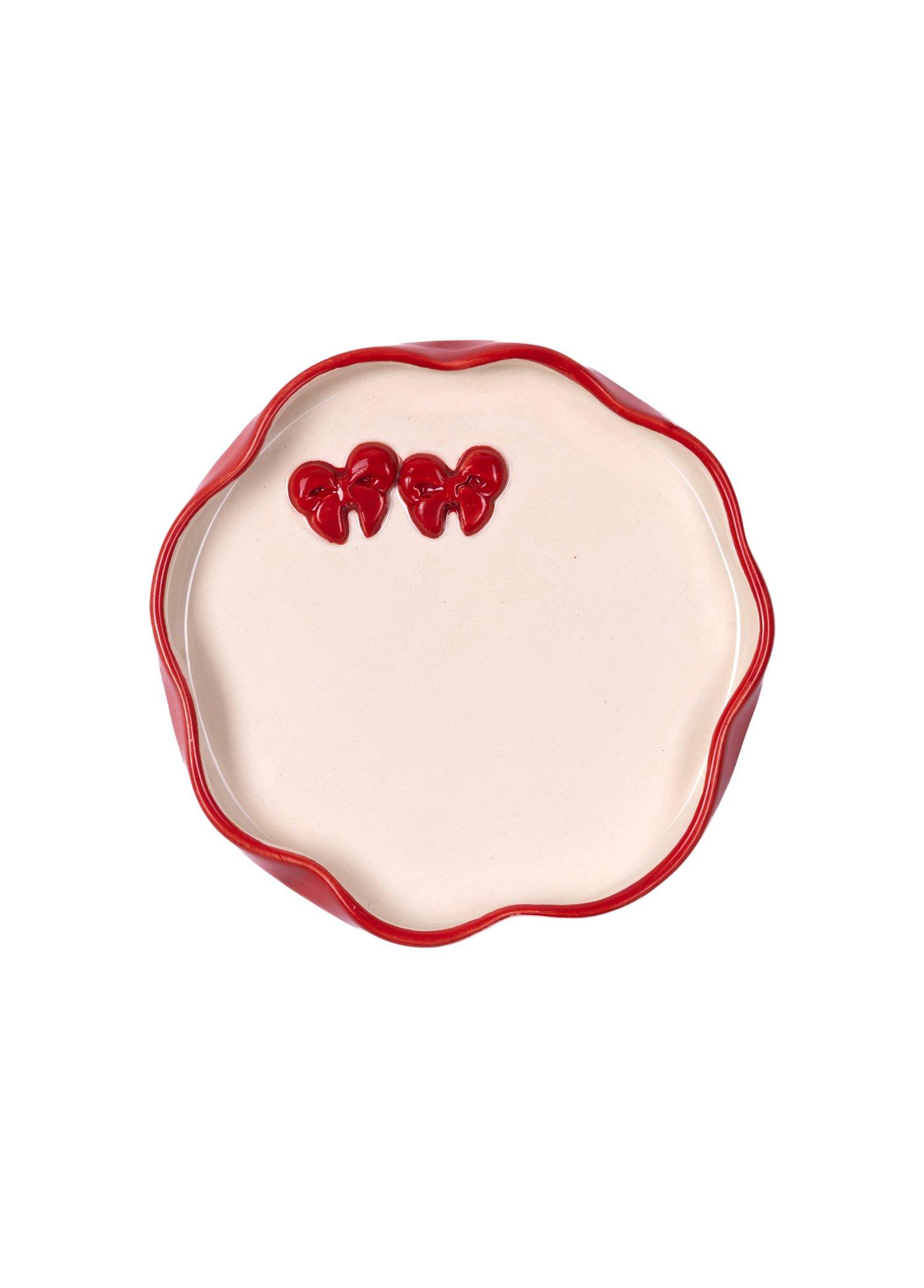Holly Jolly Lolly Collection-Ribbon 3d Plate, Anthropologie X FGI, Red, A516_HJL, large image number 0