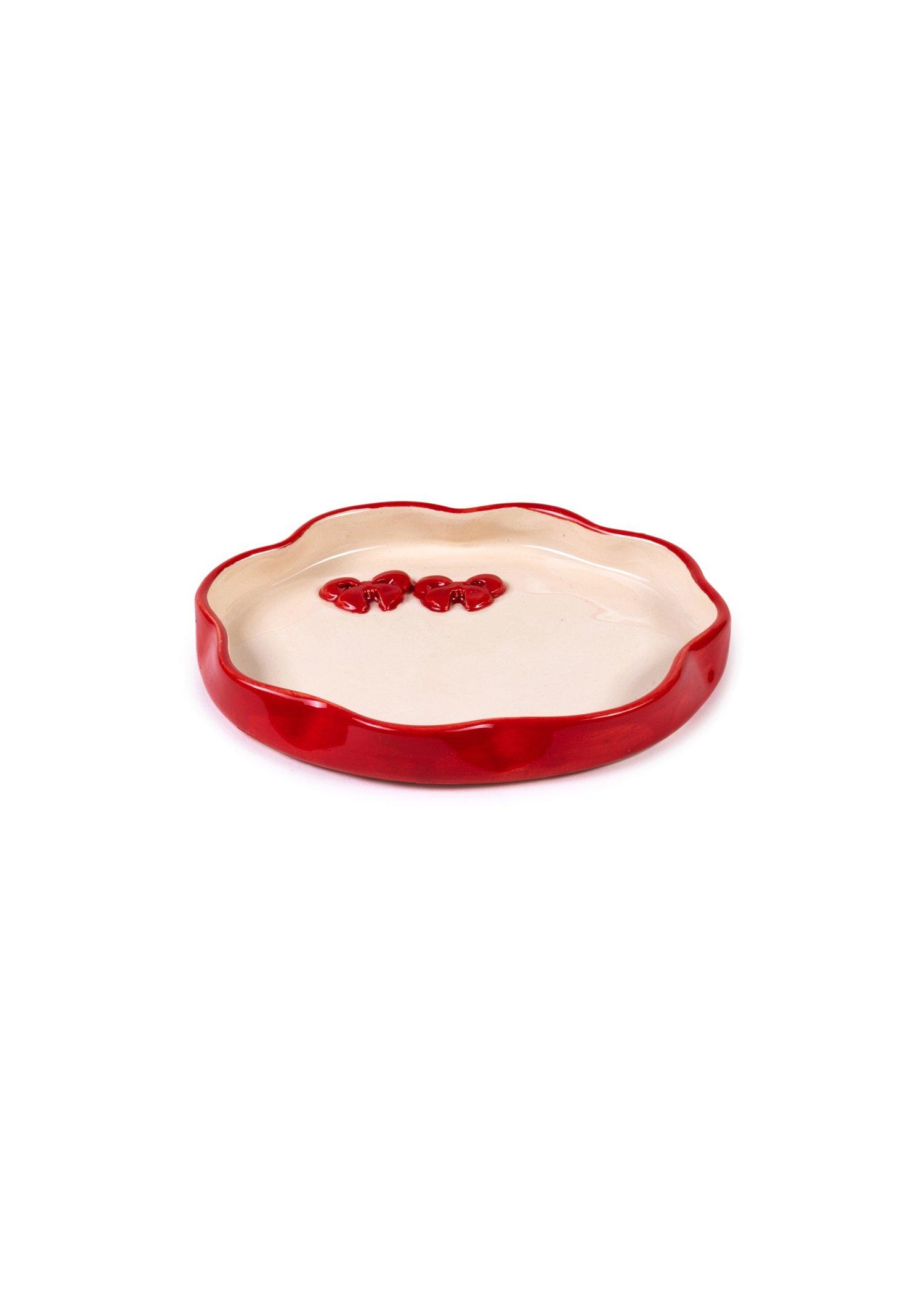 Holly Jolly Lolly Collection-Ribbon 3d Plate, Anthropologie X FGI, Red, A516_HJL, large image number 1