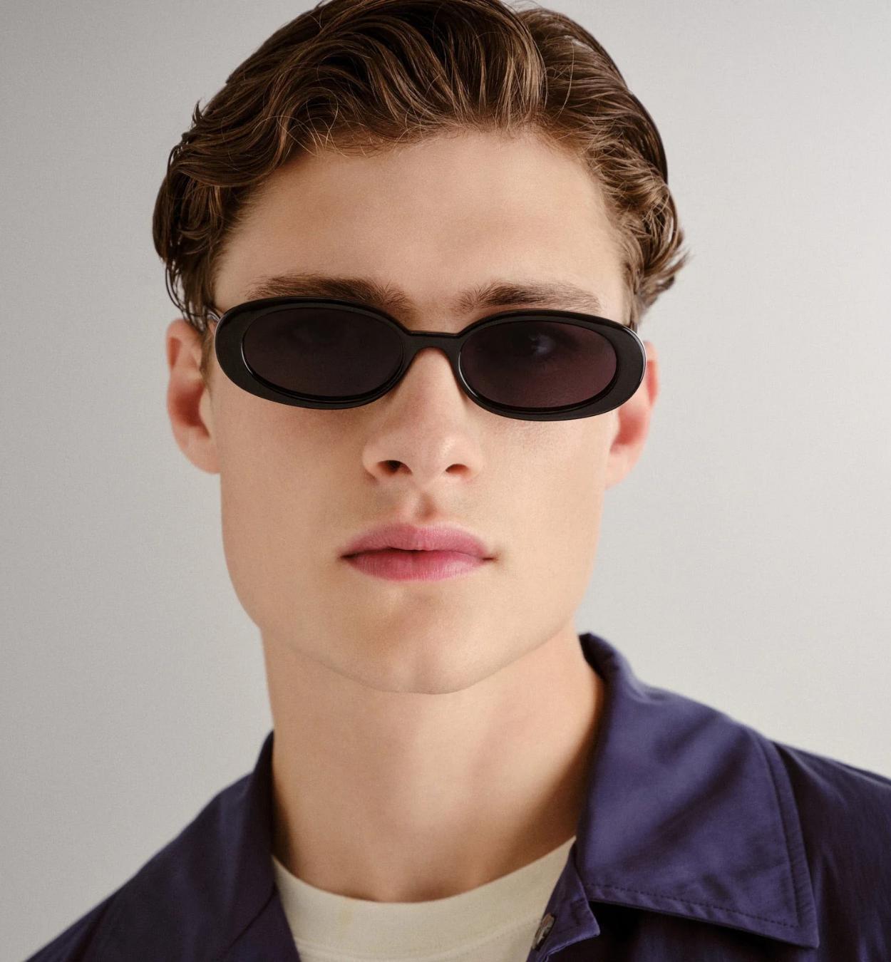 Oval Frame Sunglasses, Black, A532_BLACK, large image number 1