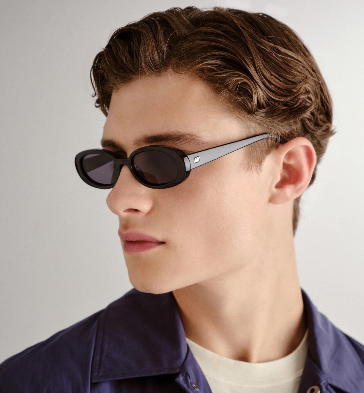 Oval Frame Sunglasses, Black, A532_BLACK, large image number 3
