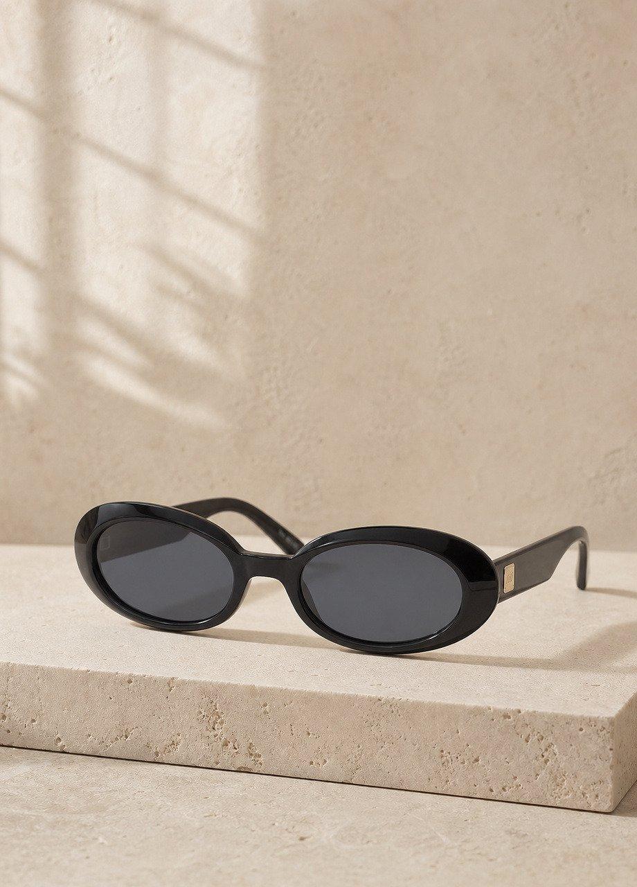Oval Frame Sunglasses, Black, A532_BLACK, large image number 0