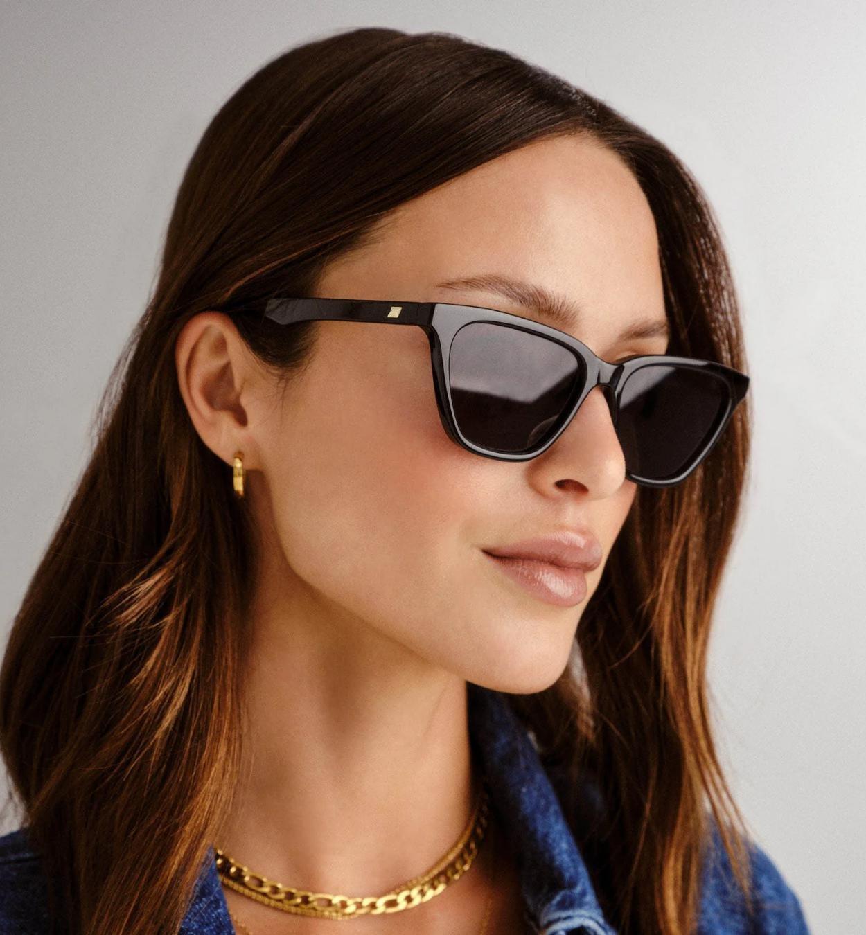 Cat-Eye Frame Sunglasses, Black, A532_BLACK, large image number 1