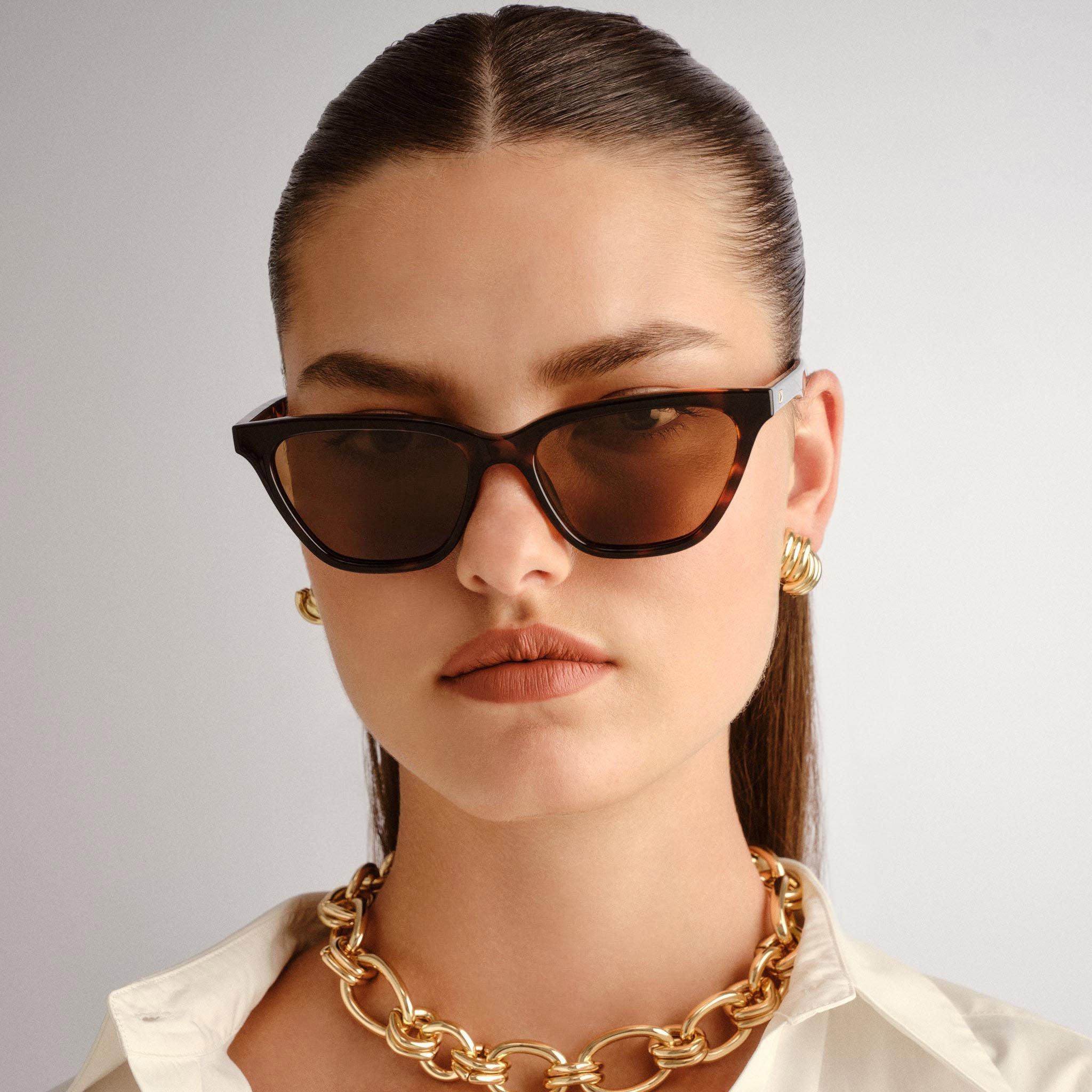 Cat-Eye Frame Sunglasses, Brown, A532_TORT, large image number 0