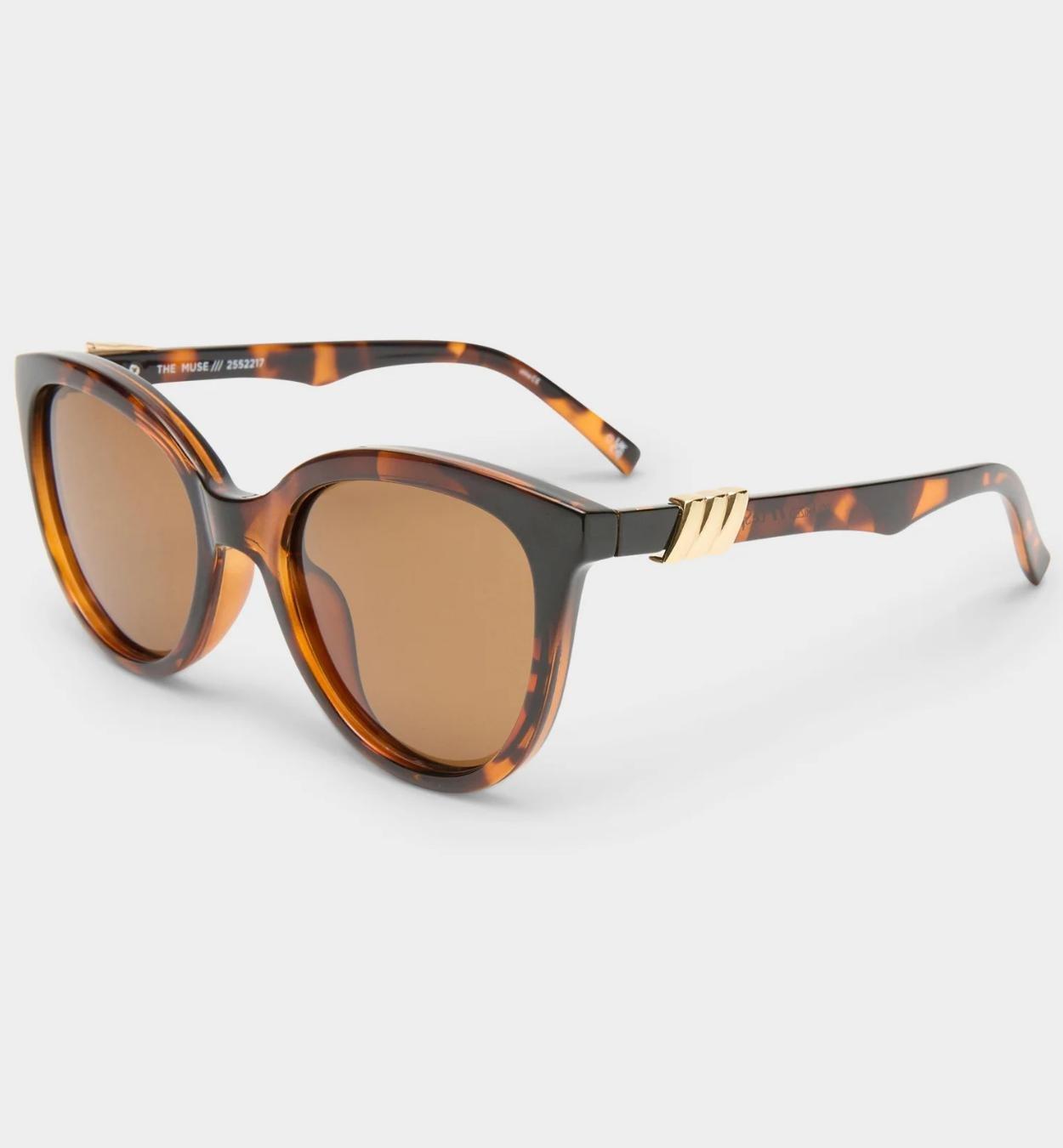 Round Cat-Eye Frame Sunglasses, Brown, A532_TORT, large image number 2
