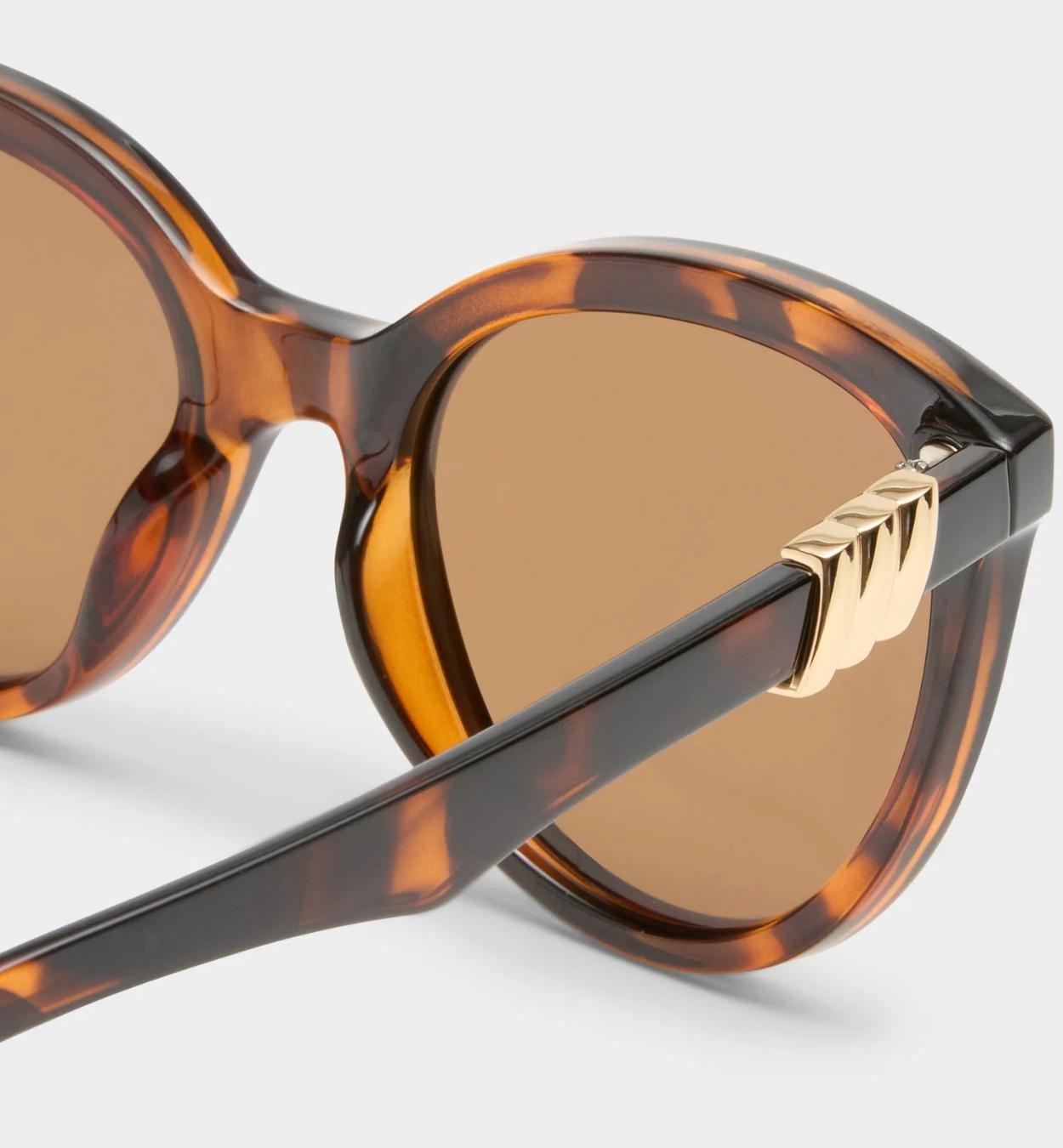 Round Cat-Eye Frame Sunglasses, Brown, A532_TORT, large image number 3