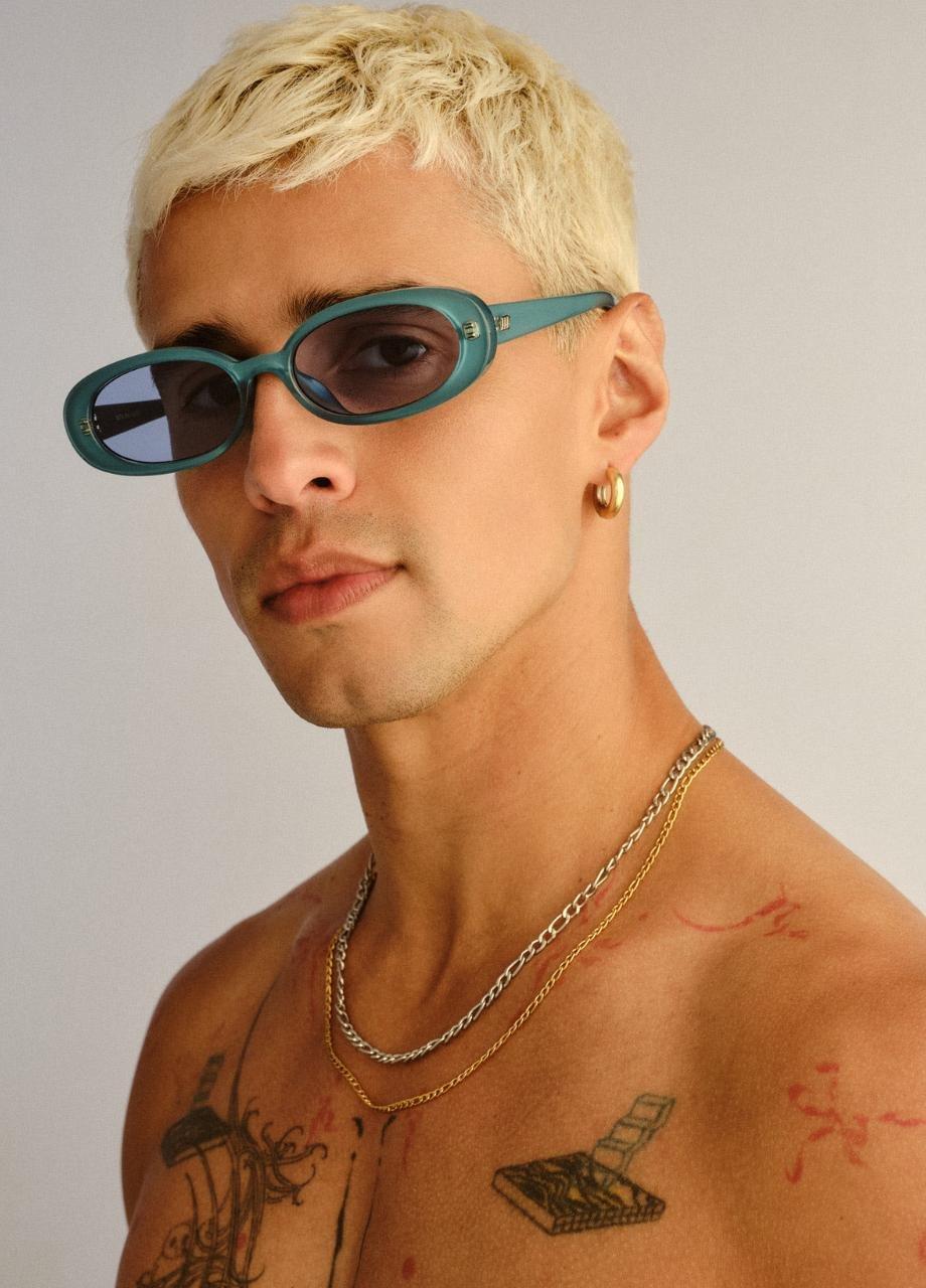 Unisex Outta Love Sunglass, Turquoise, A532_BLUE, large image number 2
