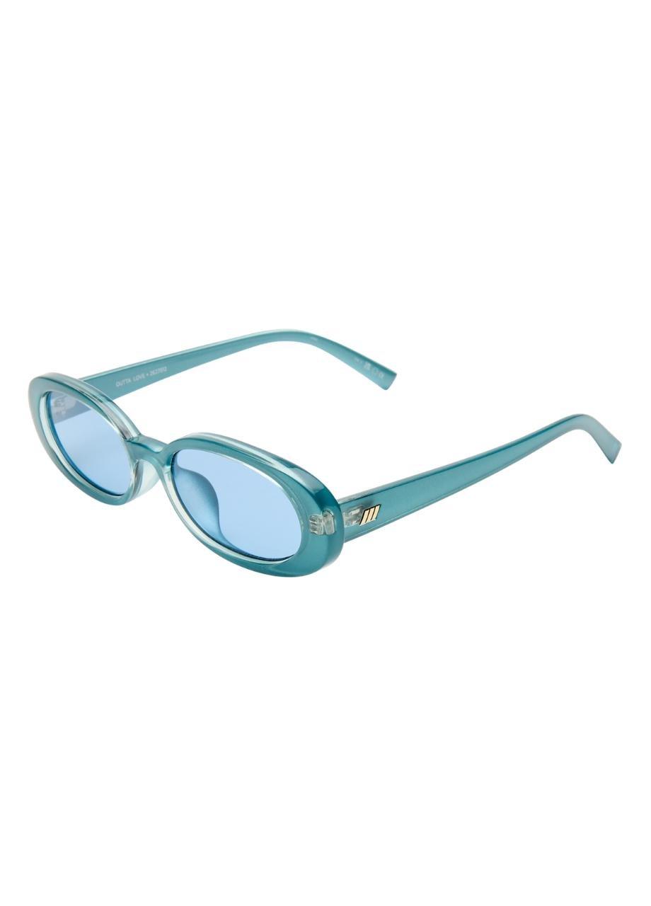 Unisex Outta Love Sunglass, Turquoise, A532_BLUE, large image number 4