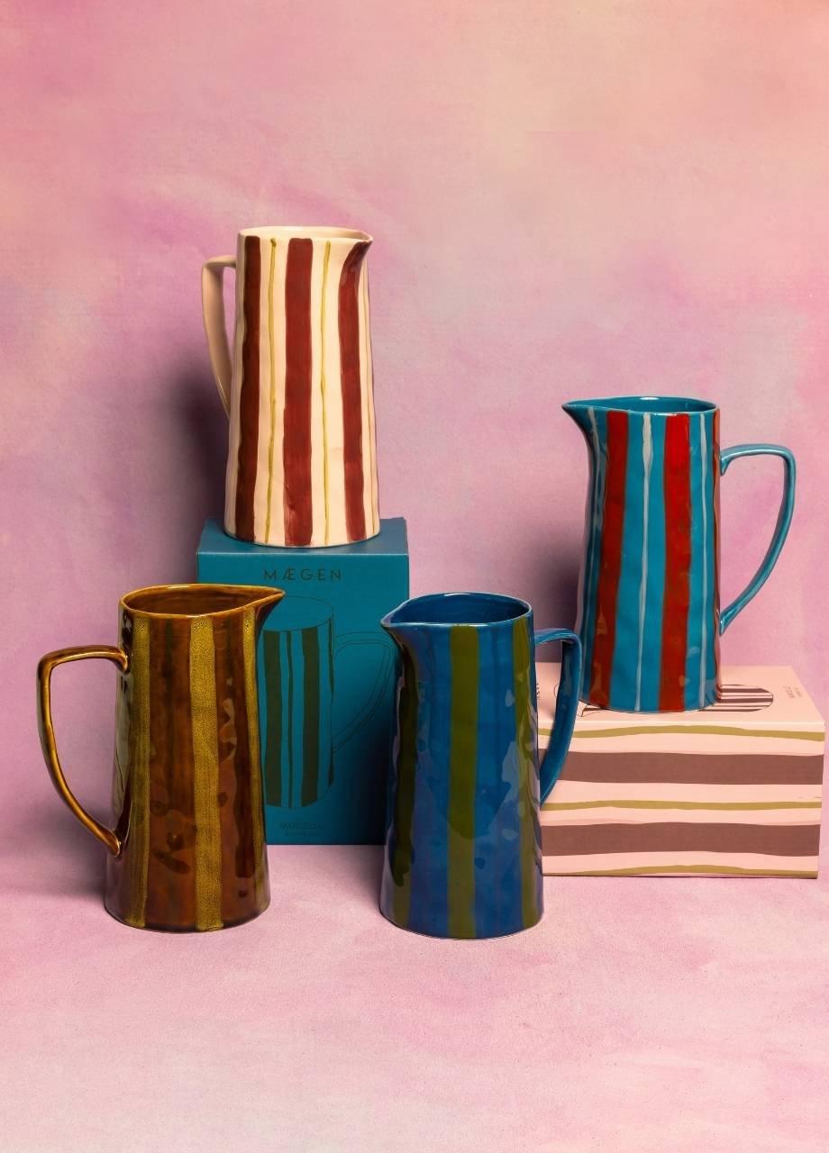 Megan Striped Jug - Pink & Burgundy, Pink, Red, A525_PINK, large image number 3
