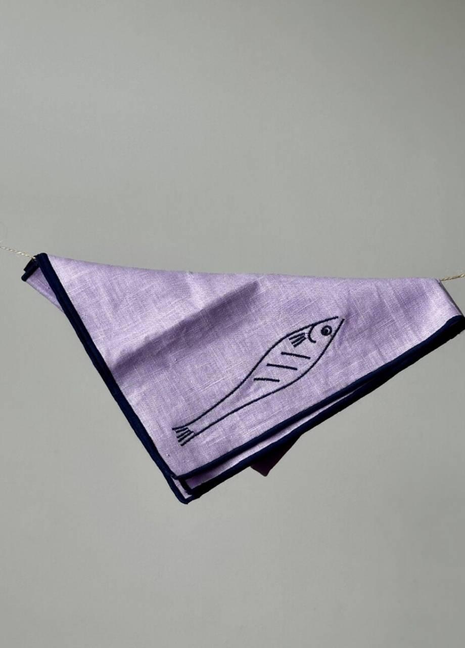 Megan Linen-Blend Napkins - Fish (Set Of 2), Purple, A525_0059, medium