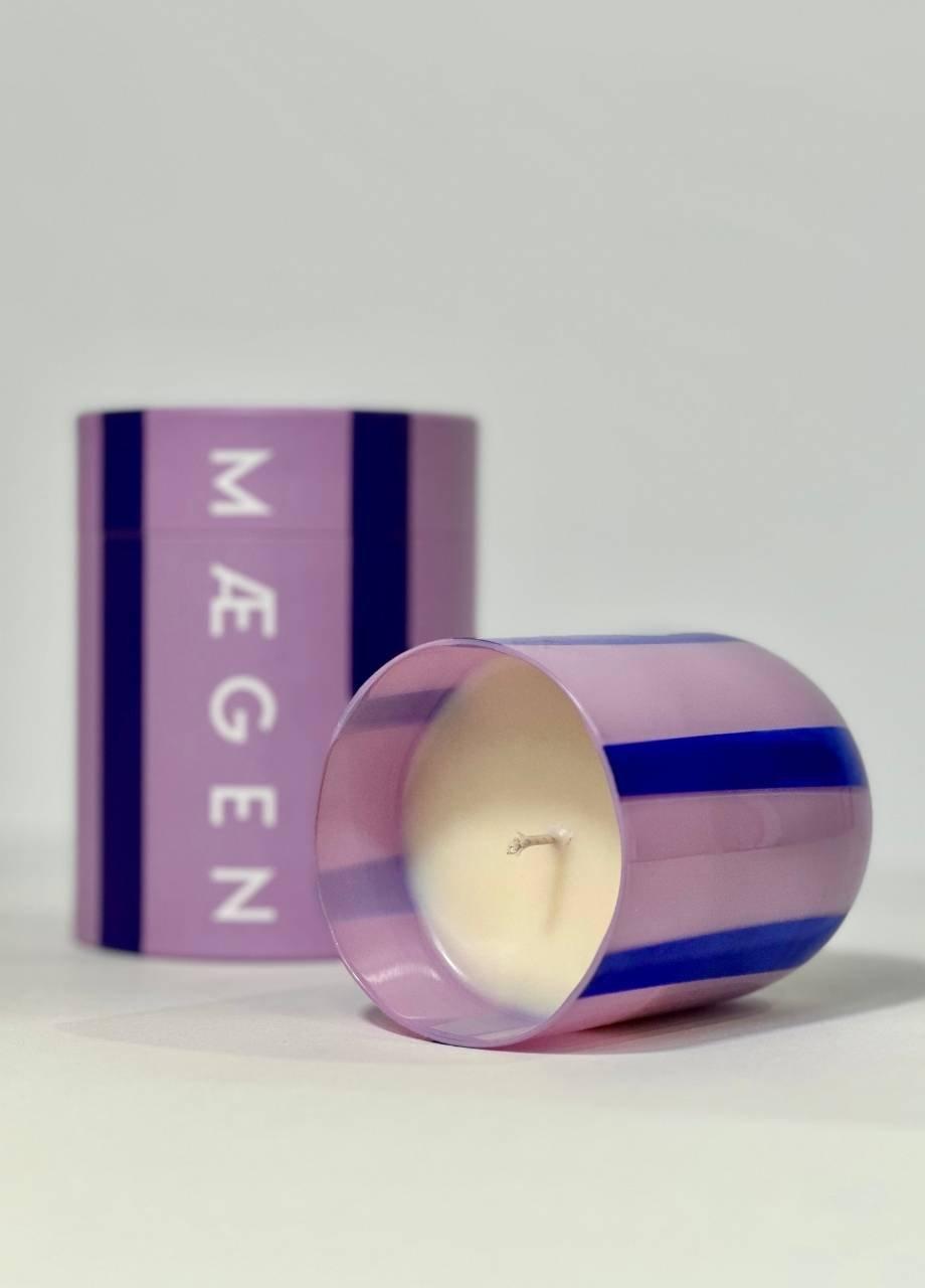 Megan Atina Glass Candle - Blackcurrant & Oudh, Navy, Lilac, A525_LILA, medium